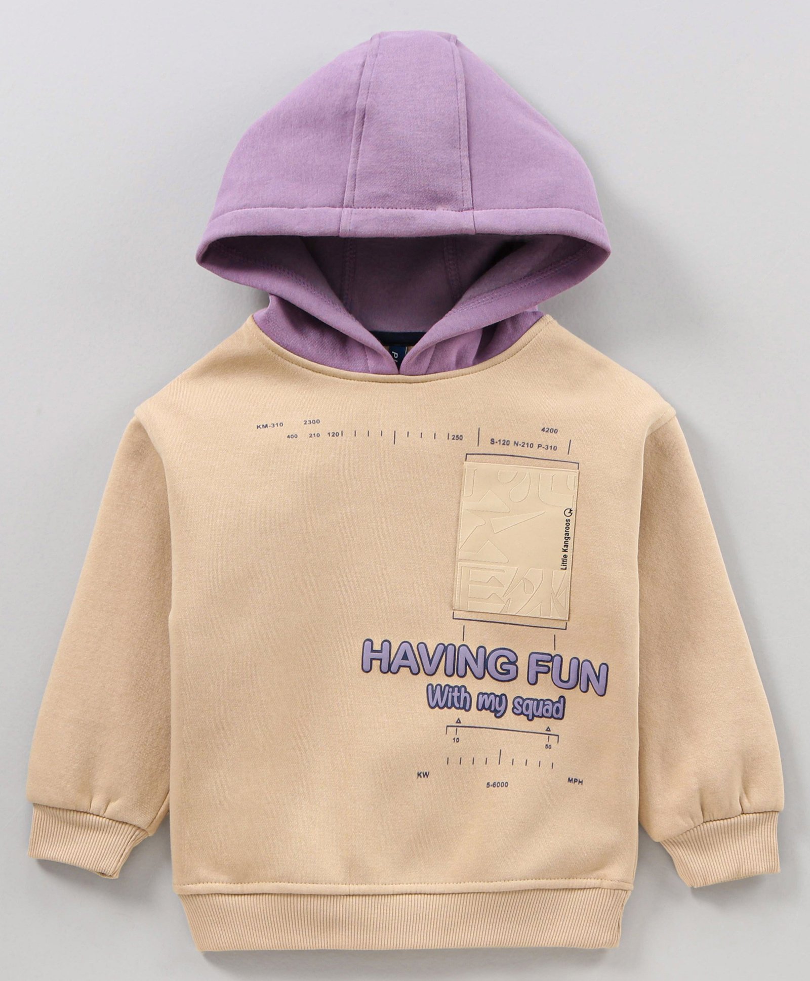 Little Kangaroos Full Sleeves Text Printed Hooded Sweatshirt - Brown-picture-27