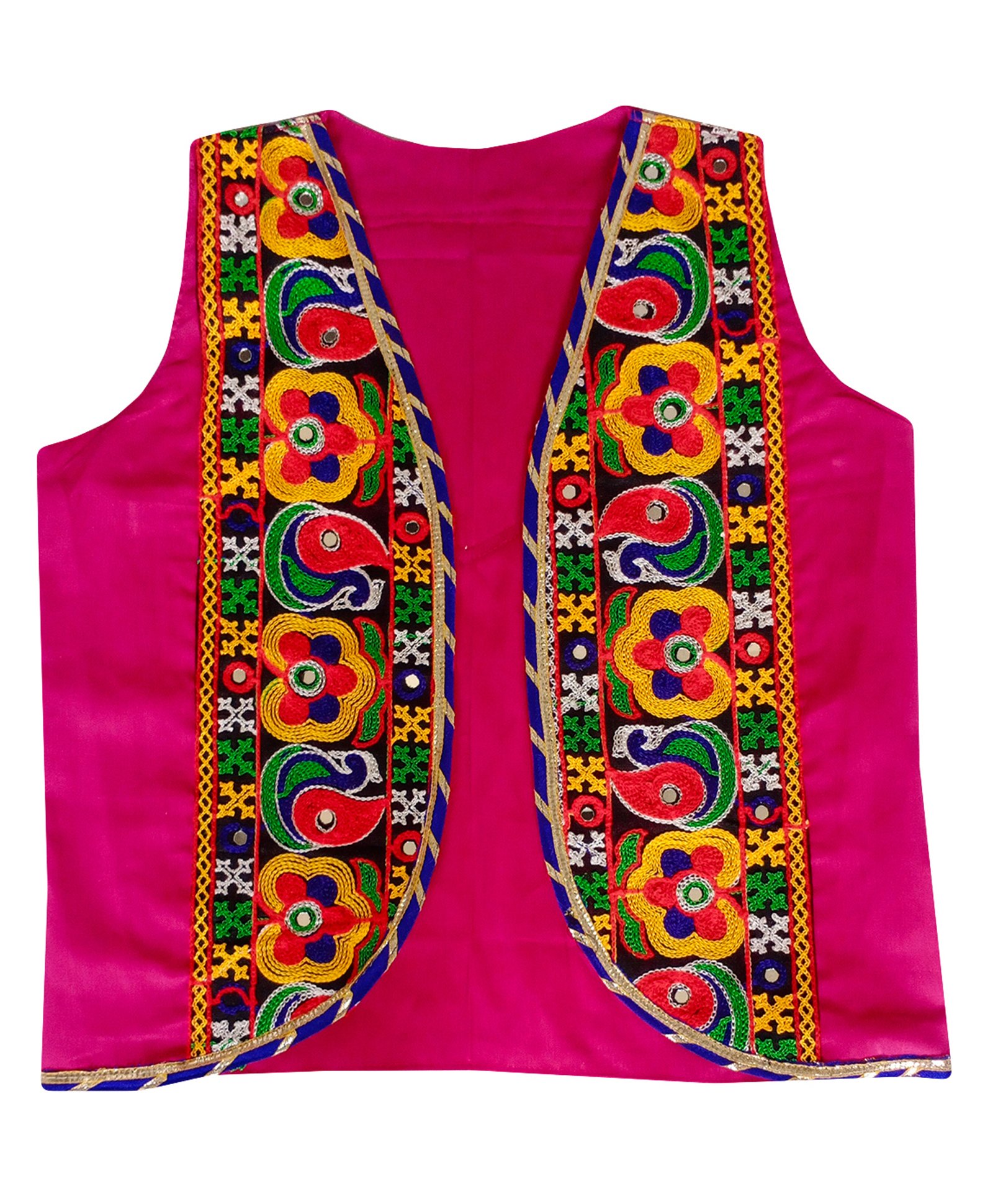 Aglare Sleeveless Garba & Navratri Theme Kutch Koti Embroidered & Mirror Embellished Gujarati Curved Hem Jacket - Purple-image-4