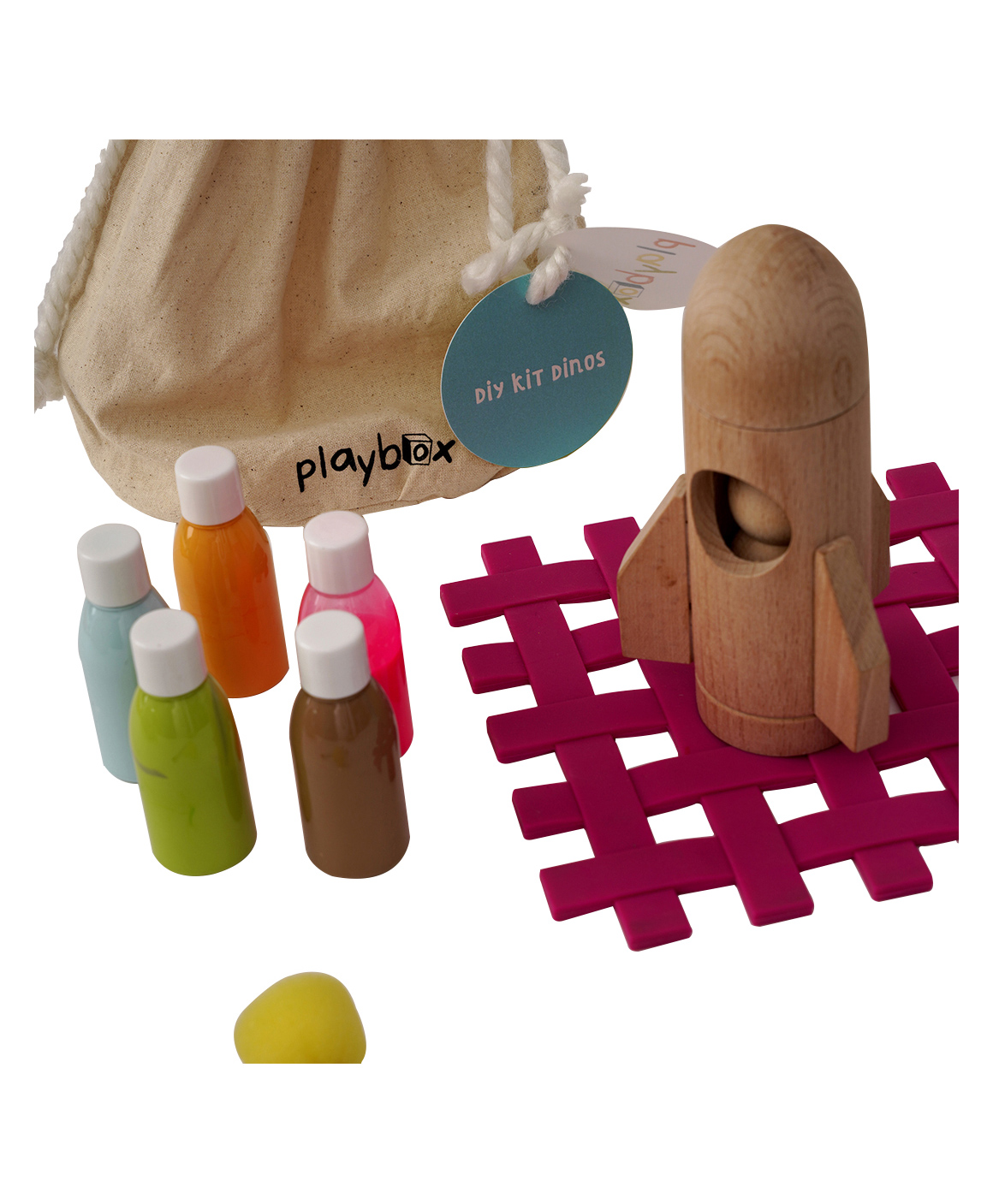 Playbox DIY Kit-Rocket- 1 Rocket, 5 Color Bottles, 1 Paint Brush, 2 Sponge Brush with different size-image-29