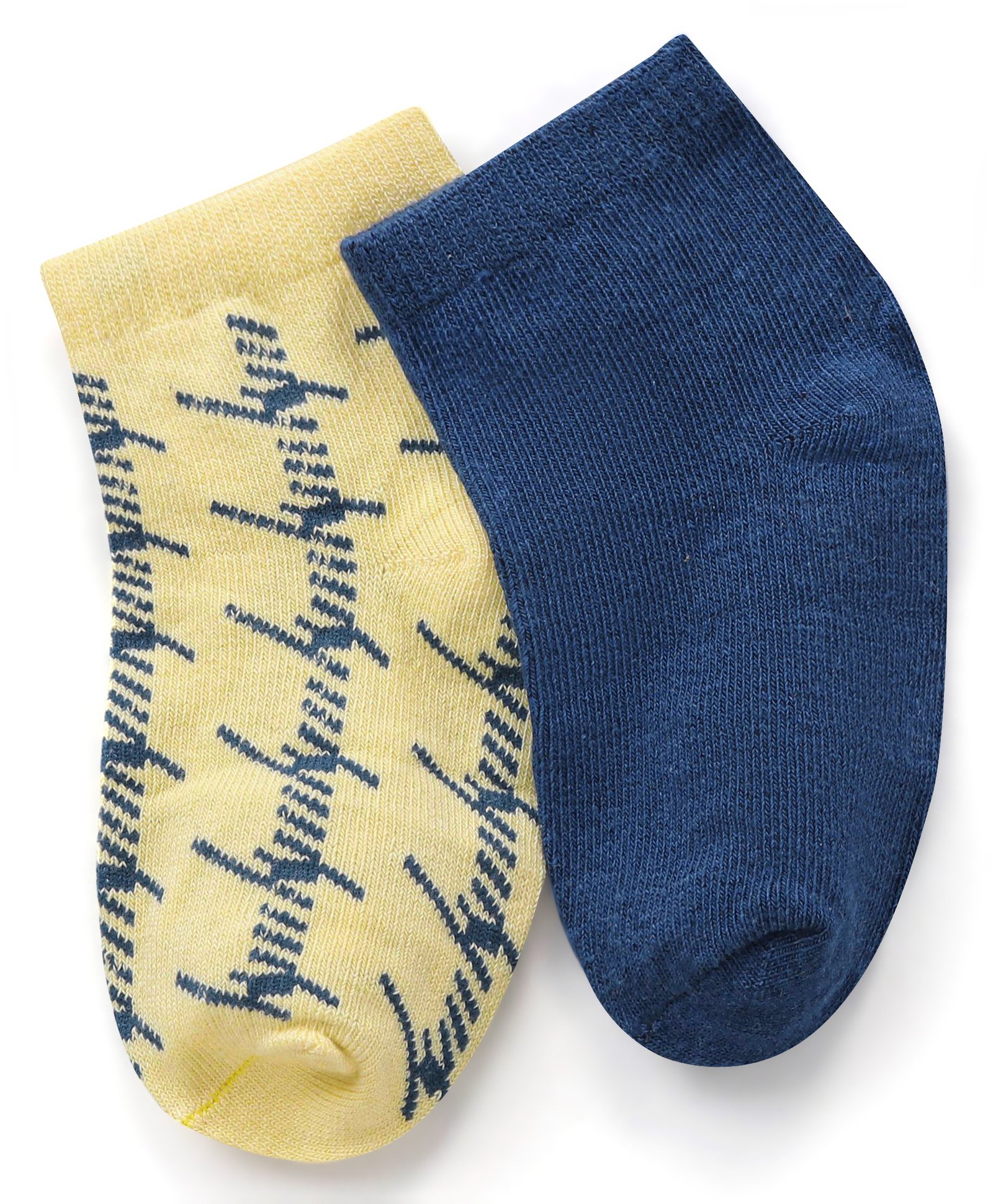 Honeyhap Premium Bamboo Blend Ankle Length Solid & Designed Socks Pack Of 2 - Blue-image-42
