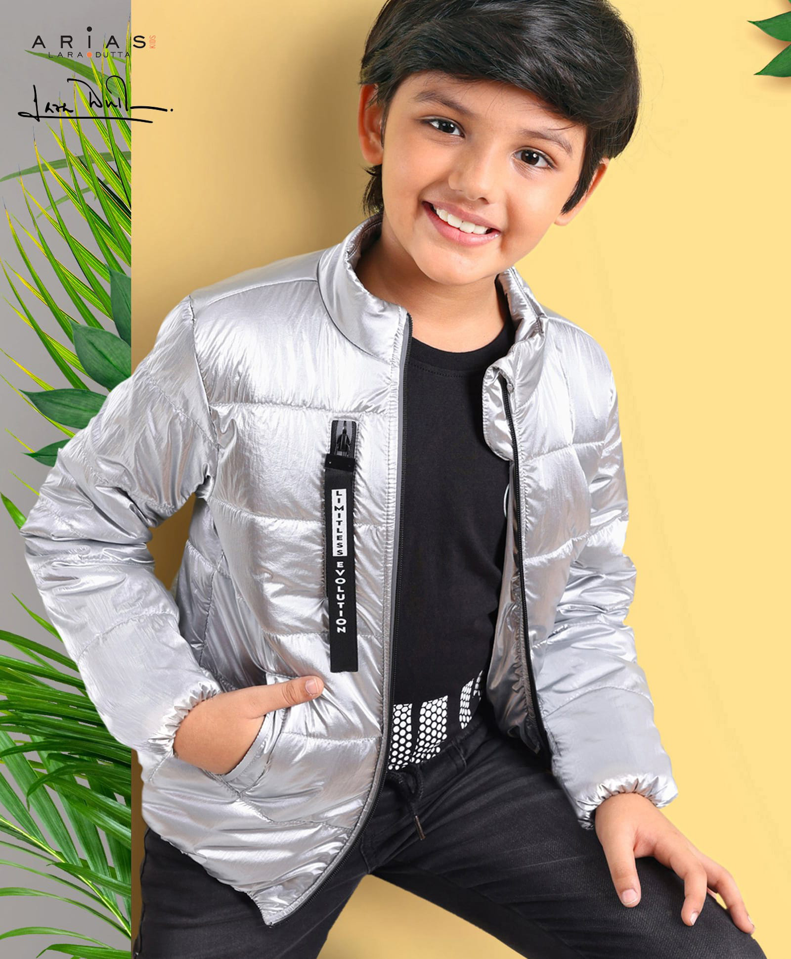 Arias Pu Coated Bomber Puffer Jacket - Silver-image-2