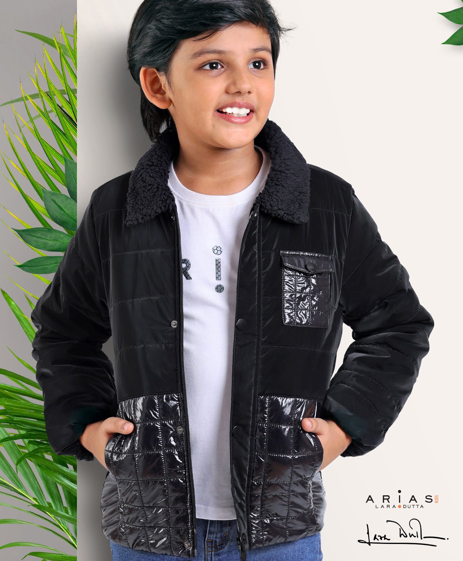 Arias Full Sleeves Puffer Jacket - Black-image-4
