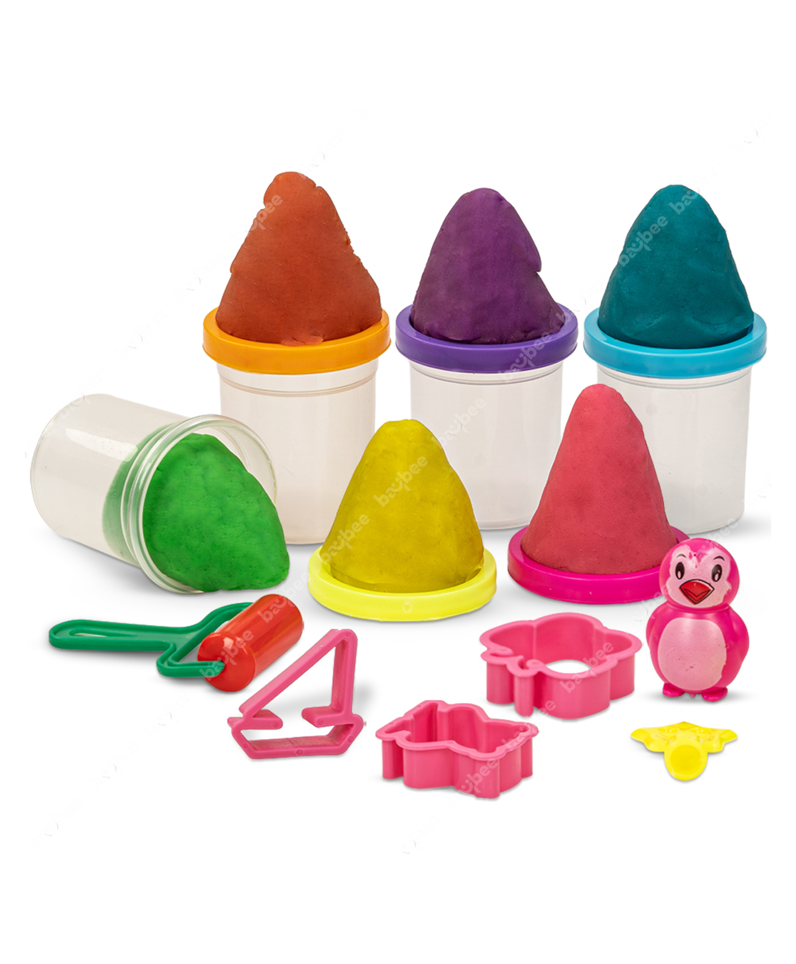 Baybee Air Dry Moulding Clay Dough for Kids Arts and Craft with 9 Shapes 6 Colors & Roller - Multicolor-image-39