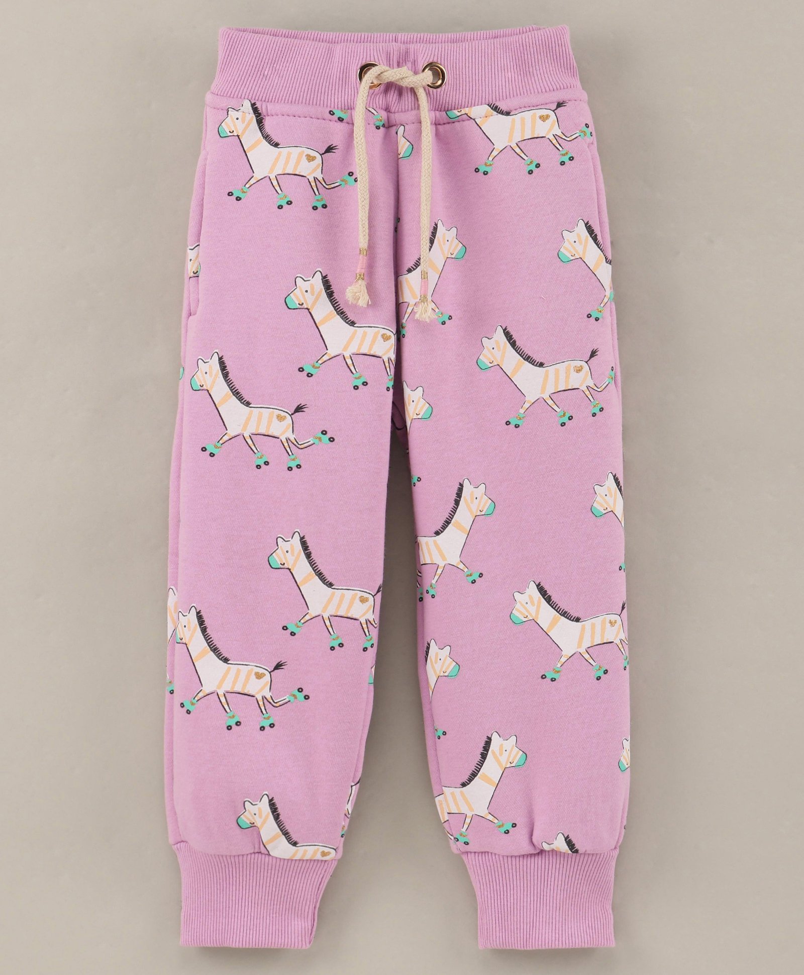 Little Kangaroos Full Length Fleece & Woollen Track Pant Zebra All Over Printed - Orchid-image-43