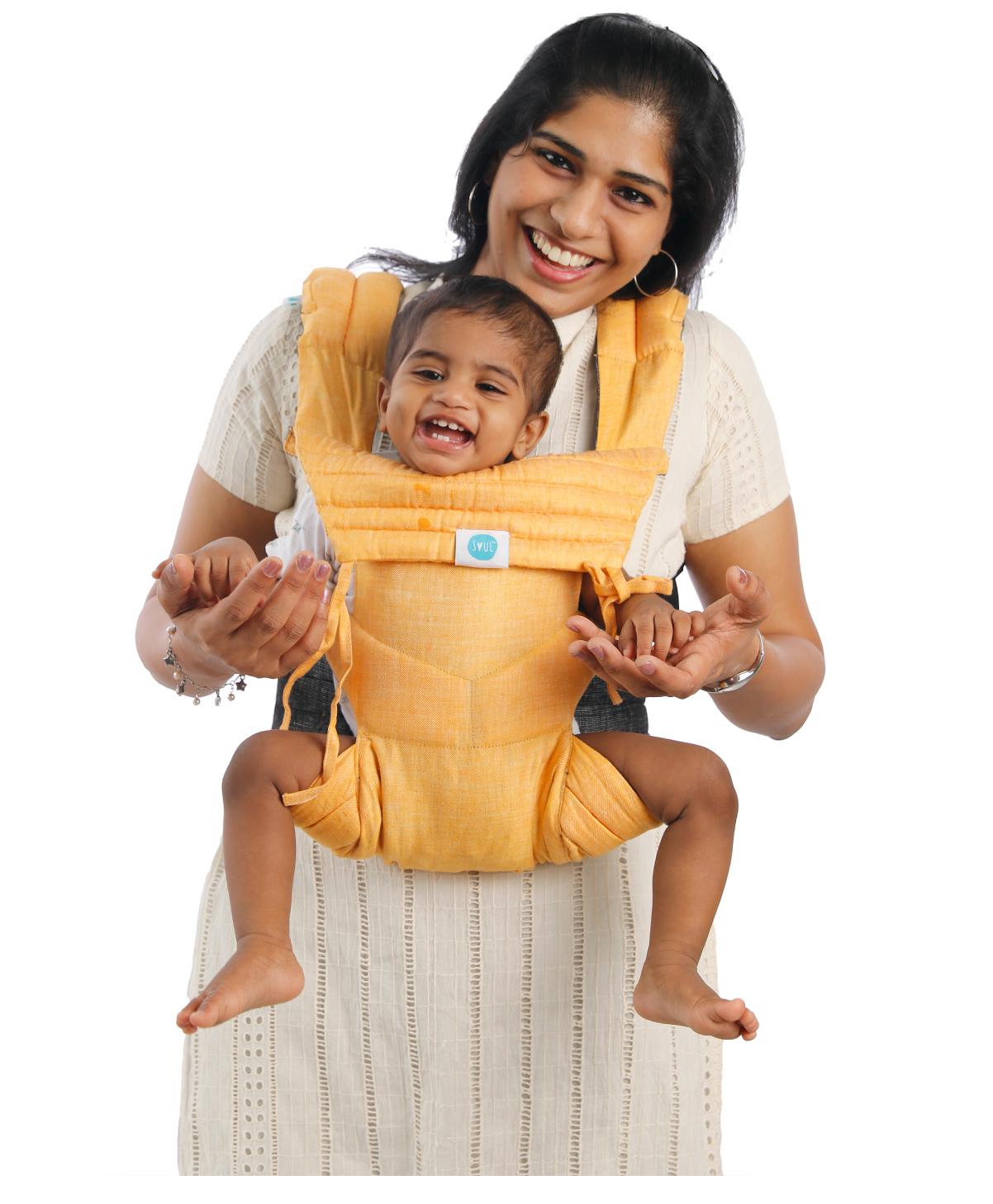 Soulslings Sunny Linen Anya Zero Adjustments Multi Position Baby Carrier With Hip Healthy Safe Front Facing Position - Yellow-image-48