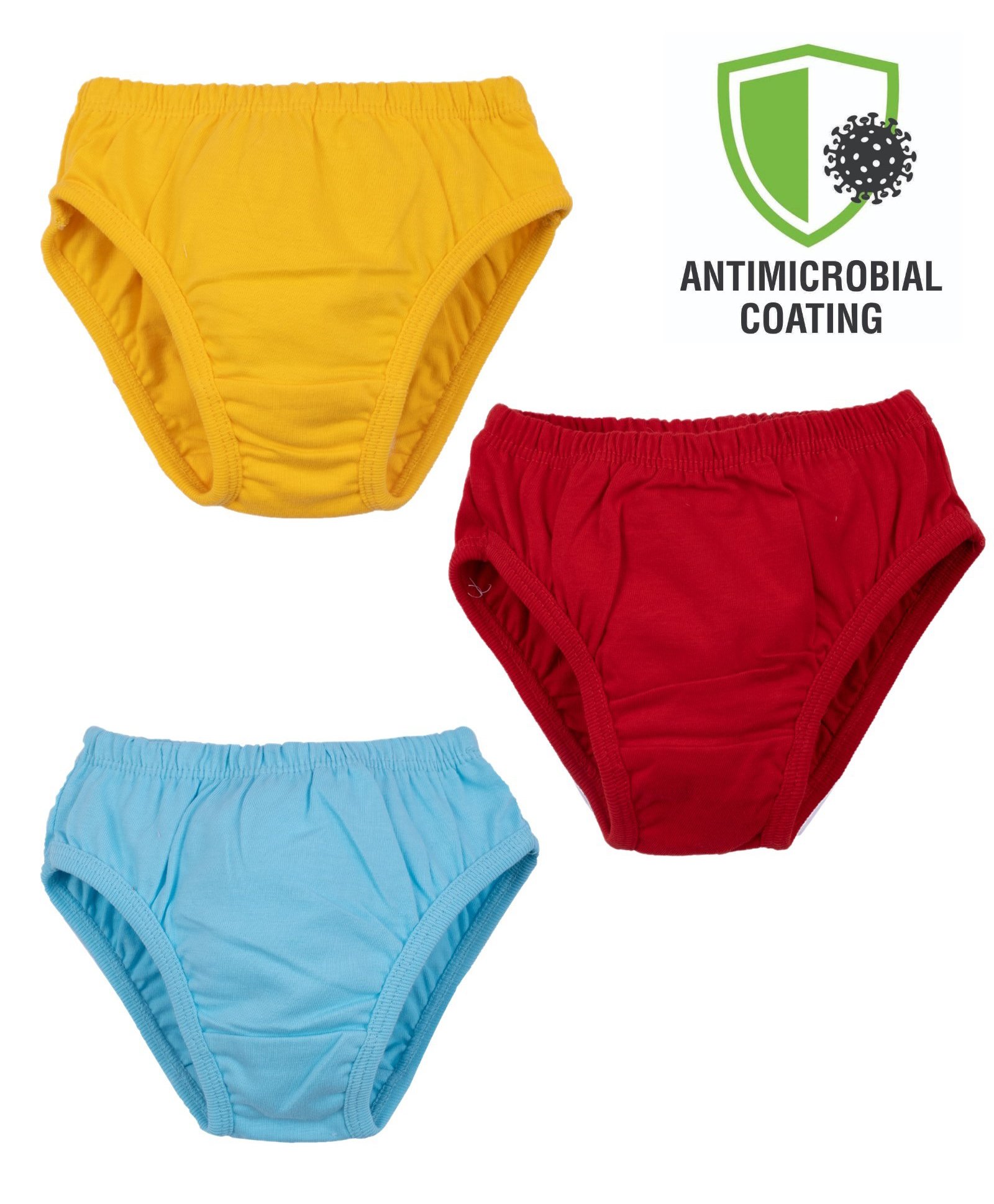 COCOON ORGANICS Pack Of 3 Solid Briefs - Yellow Red & Blue-image-30
