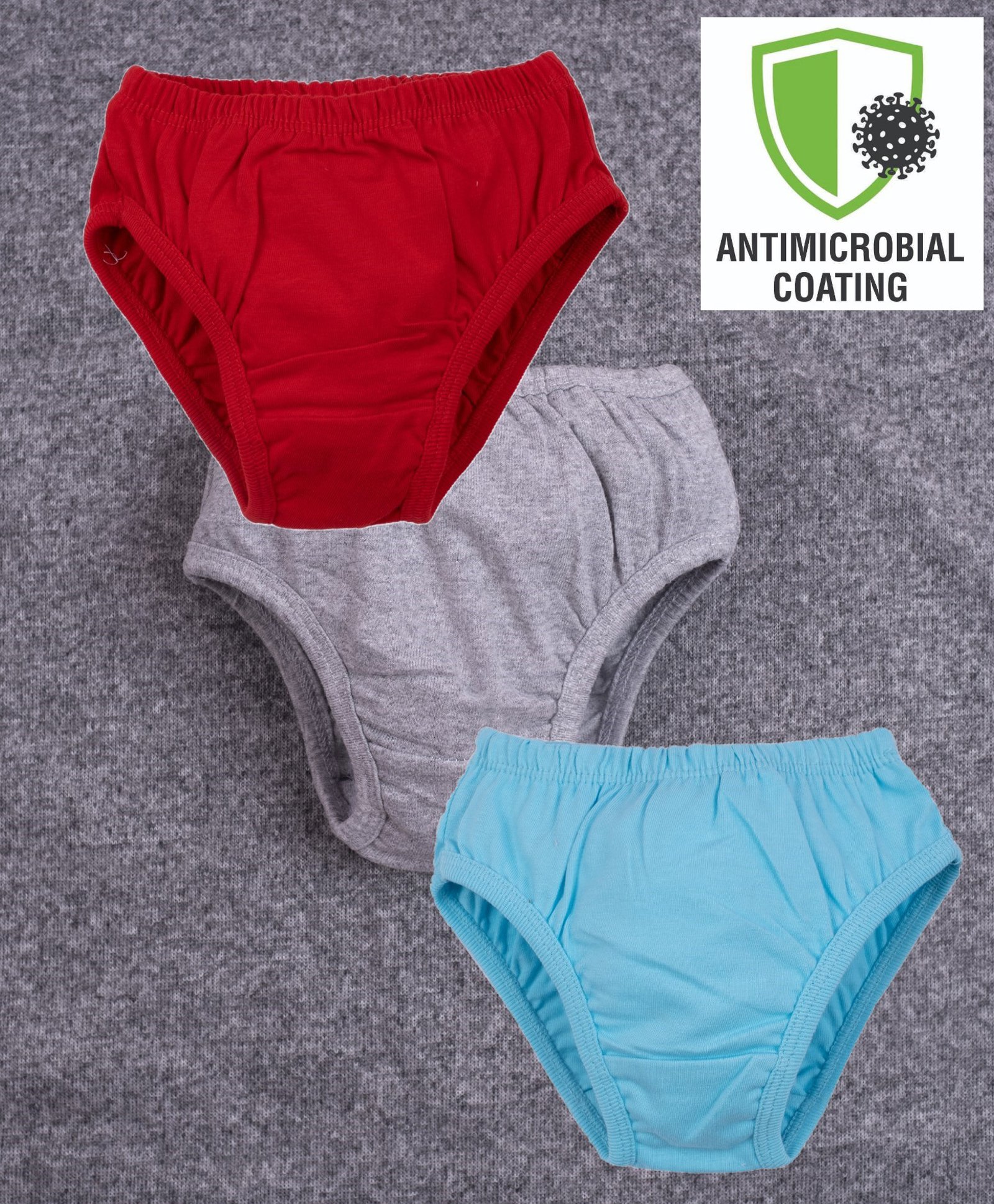 COCOON ORGANICS Pack Of 3 Solid Briefs - Red Grey & Blue-picture-25