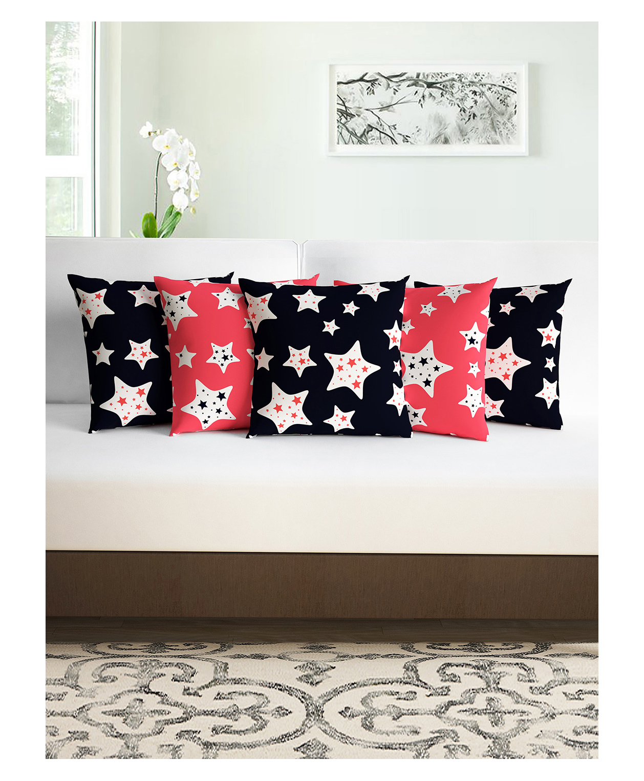Divine Casa Cushions Cover (Pack of 5) - Pink and Black-image-4