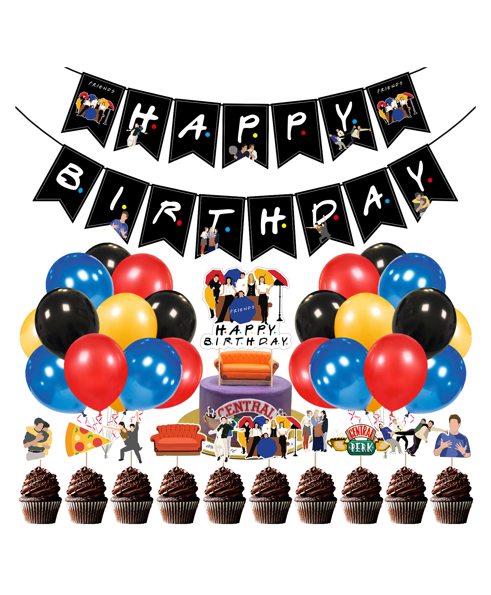 Zyozi Friend Themed Party Decorations Friend Party Decorations Multicolour - Pack of 37-image-15