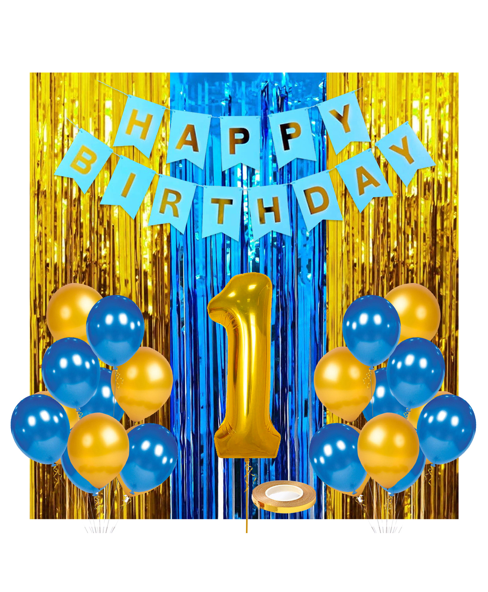 Zyozi Birthday Decoration kit for Boys 1st Birthday Supplies Items Blue - 36 Pieces-picture-35
