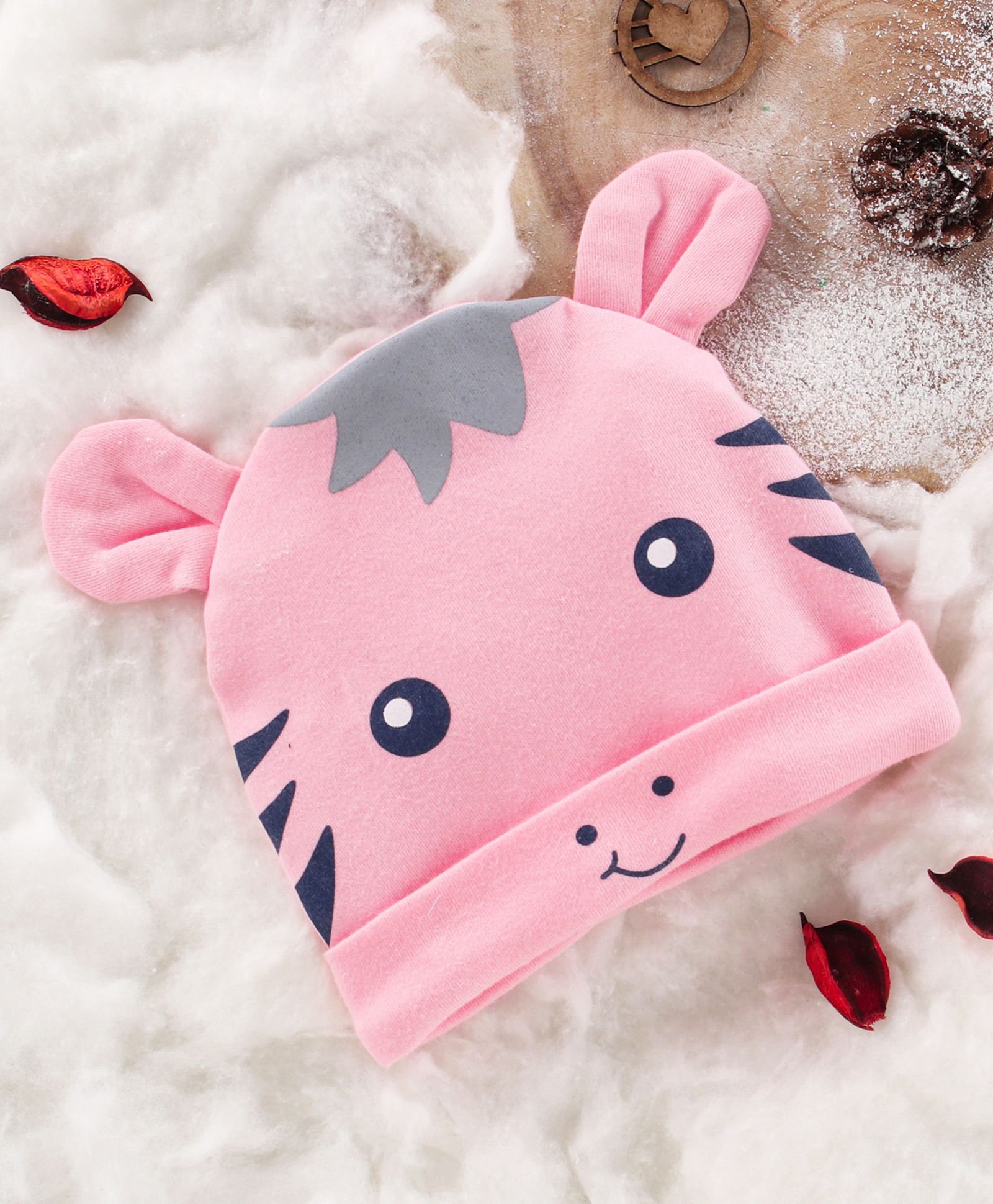 Babyhug 100% Cotton Cap Animal Print Pink - Diameter 14.5 cm-image-21