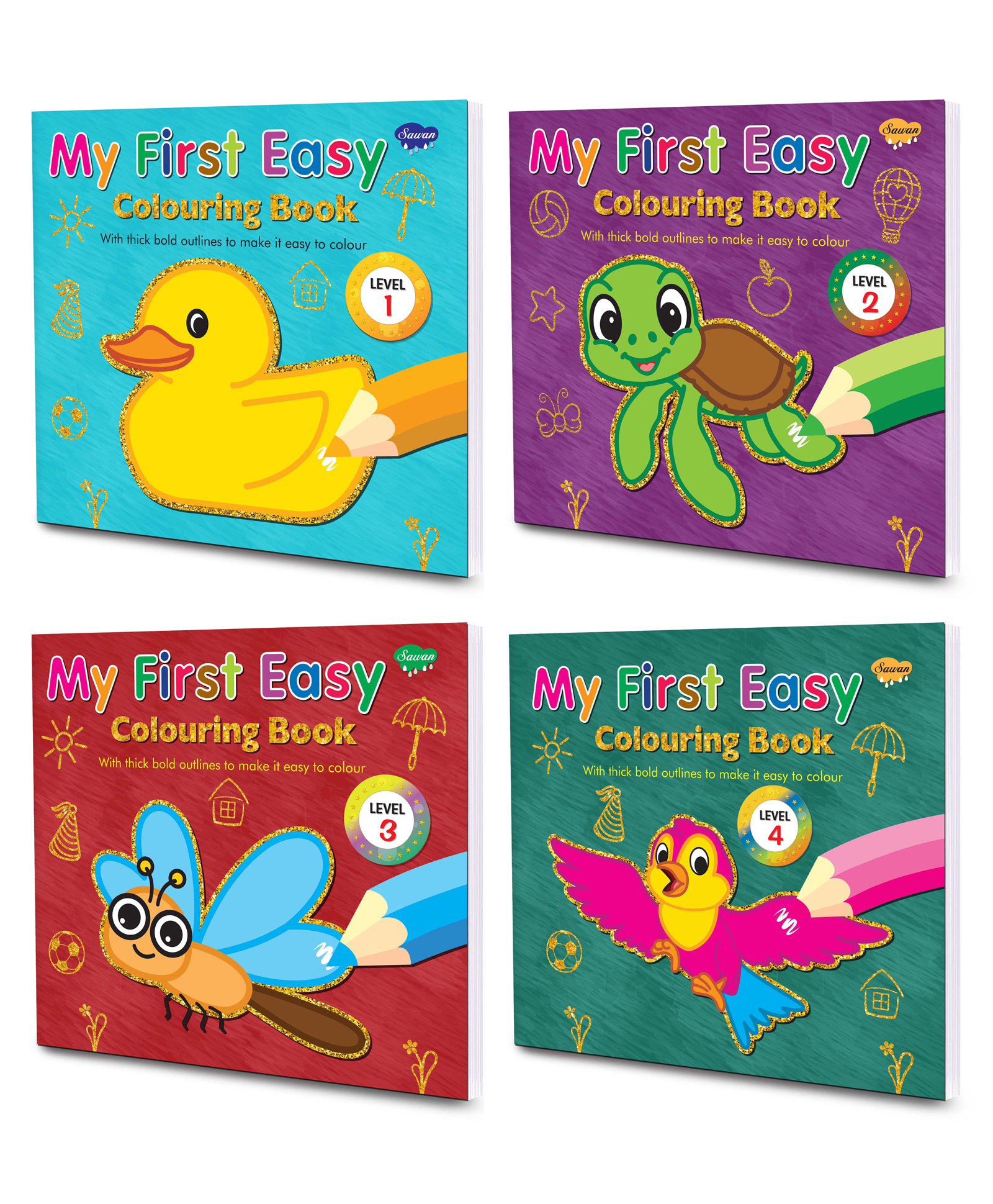 Sawan Presents Set Of 4 My First Easy Colouring Books of Level 1 Level 2 Level 3 & Level 4 - English-picture-44