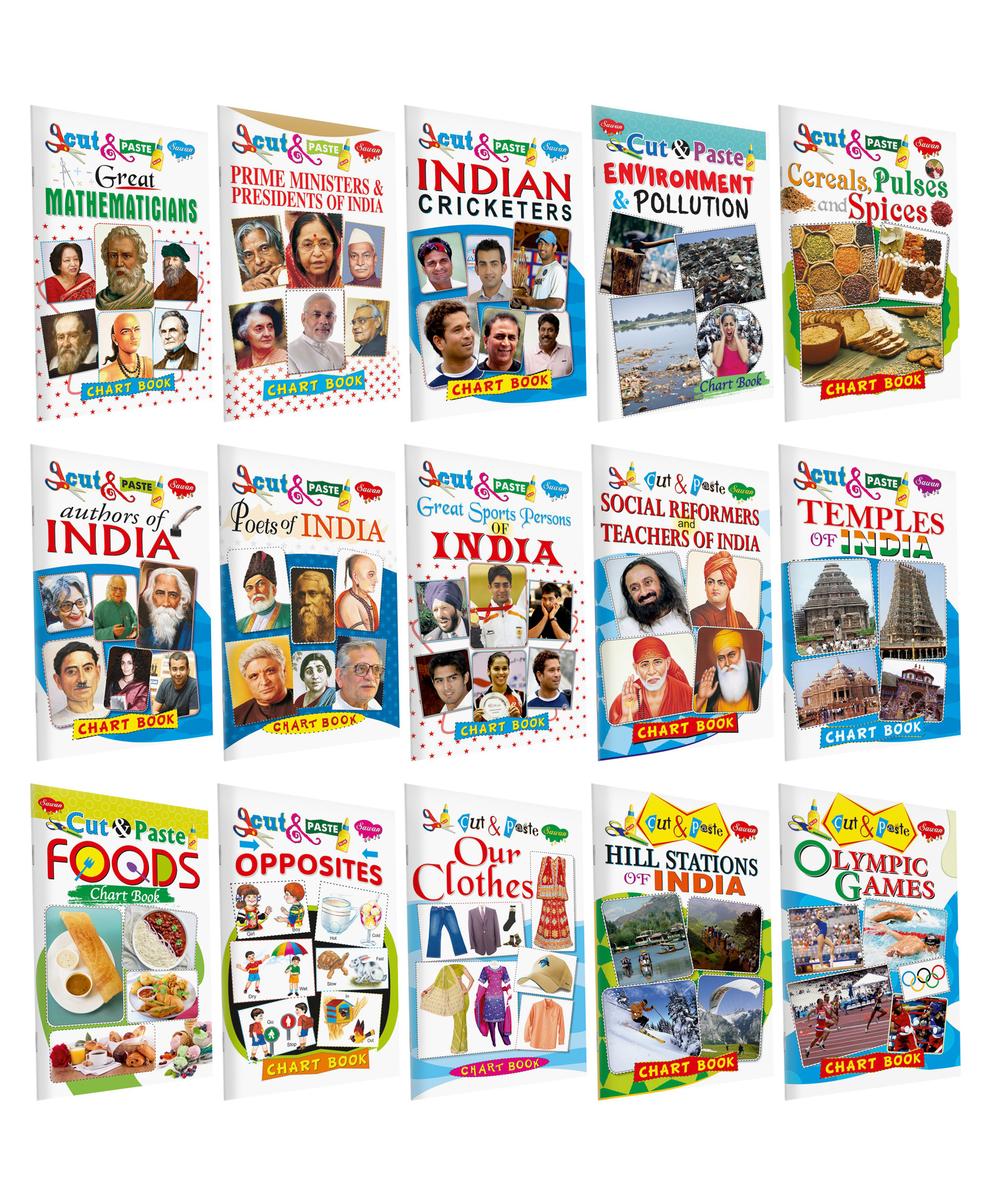 Cut and Paste Chart Books Pack Of 15 Books Combo 3 - English-image-49