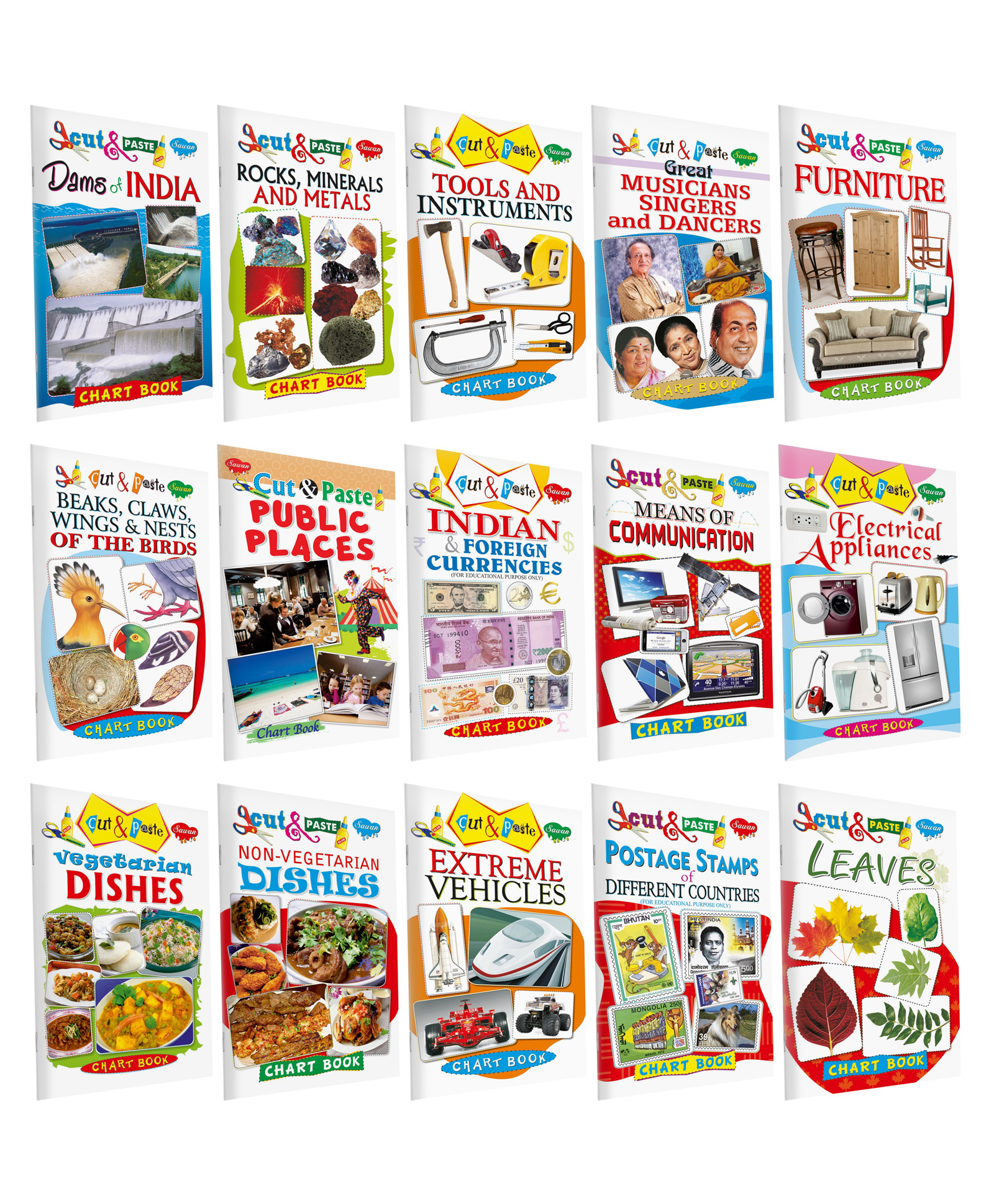 Cut and Paste Chart Books Pack Of 15 Books Combo 4 - English-image-48
