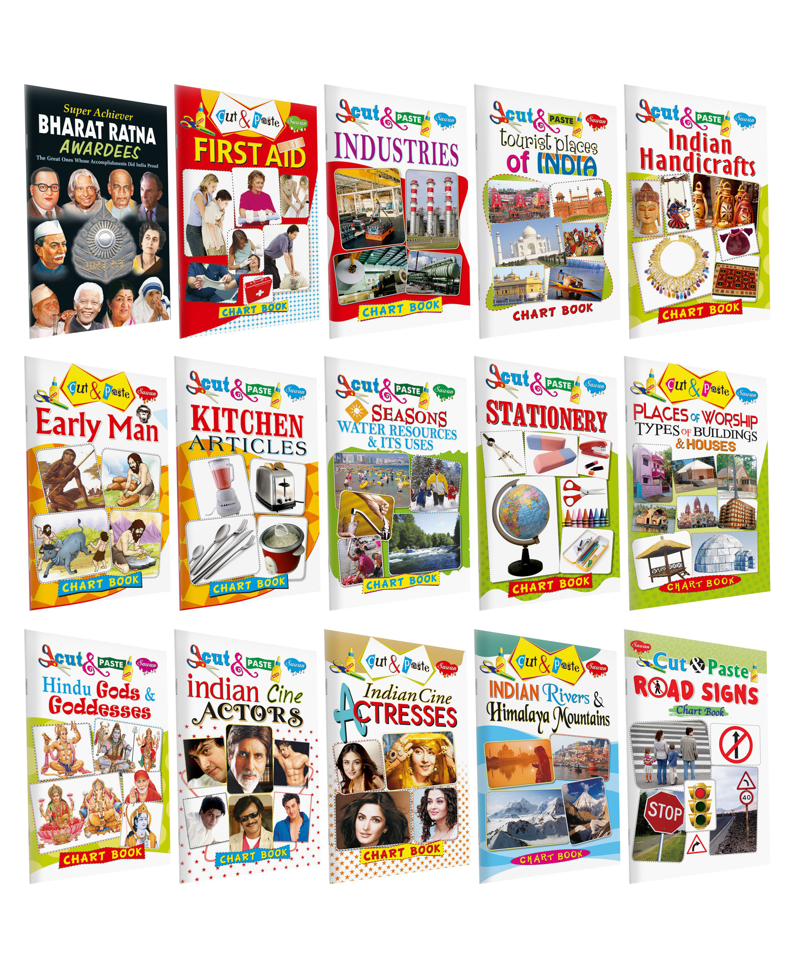 Cut and Paste Chart Books Pack Of 15 Books Combo 5 - English-image-46