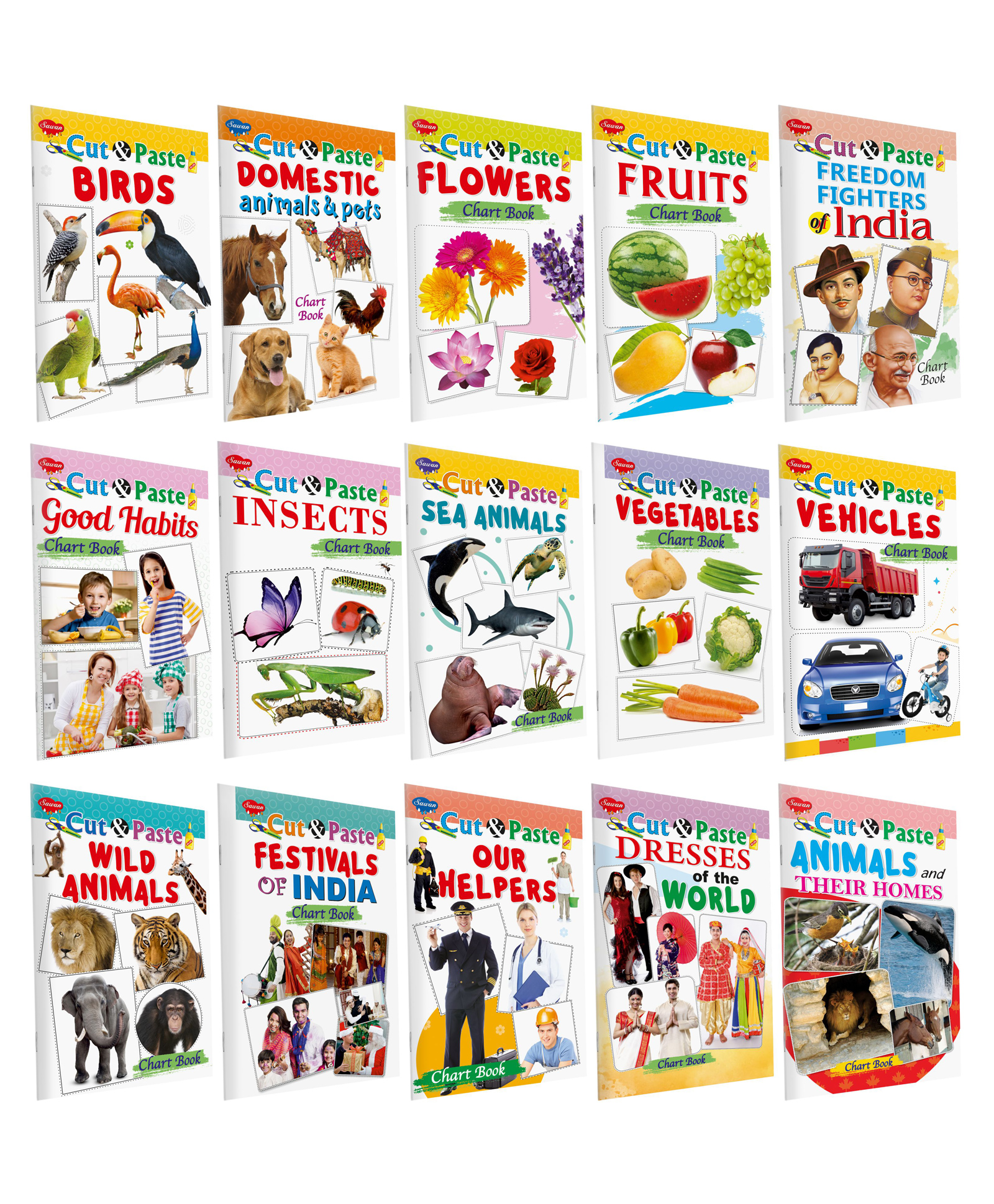 sawan Cut and Paste Chart Books Pack Of 15 Books Combo 8 - English-picture-20