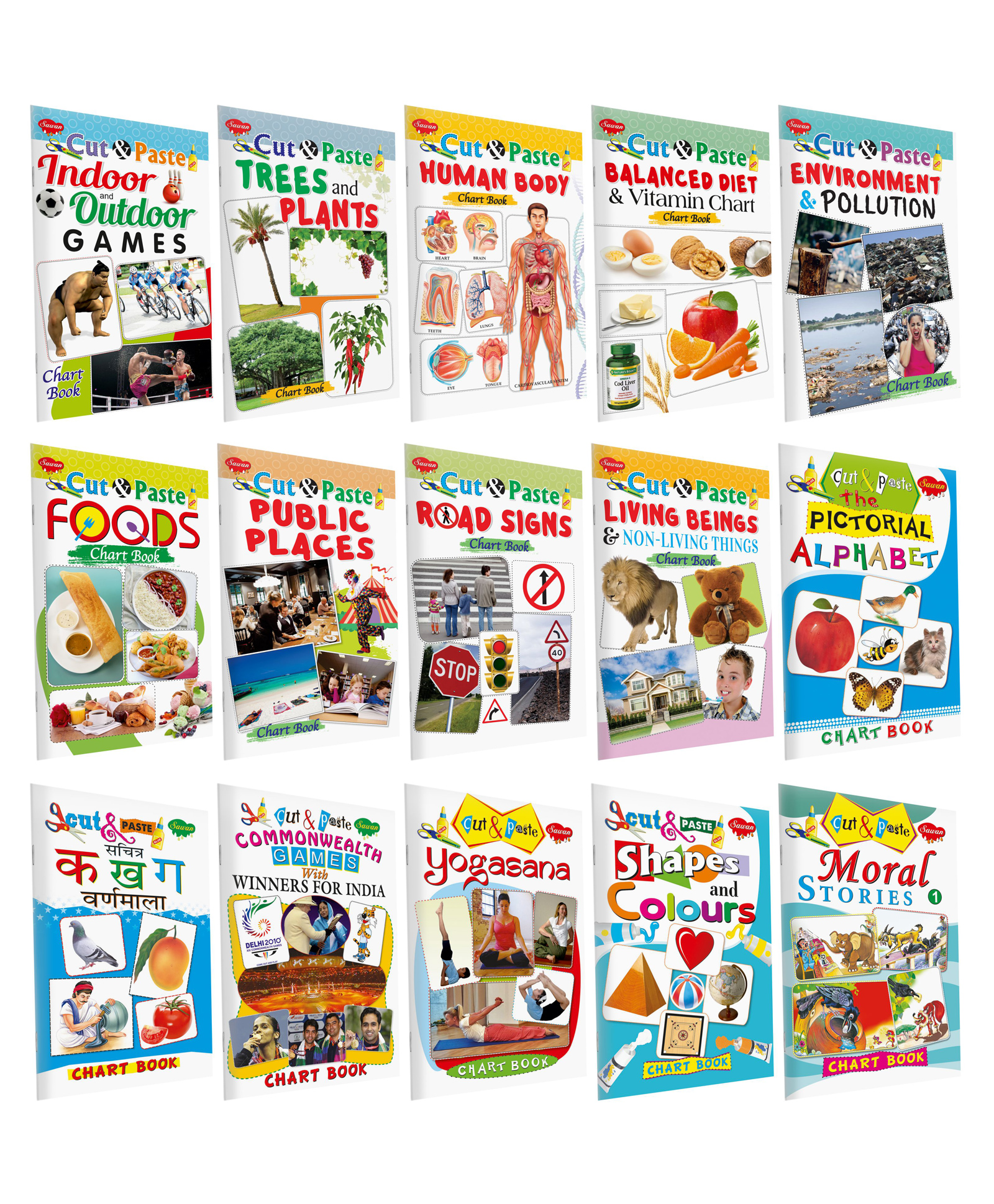 Cut and Paste Chart Books Pack Of 15 Books Combo 9 - English-image-47