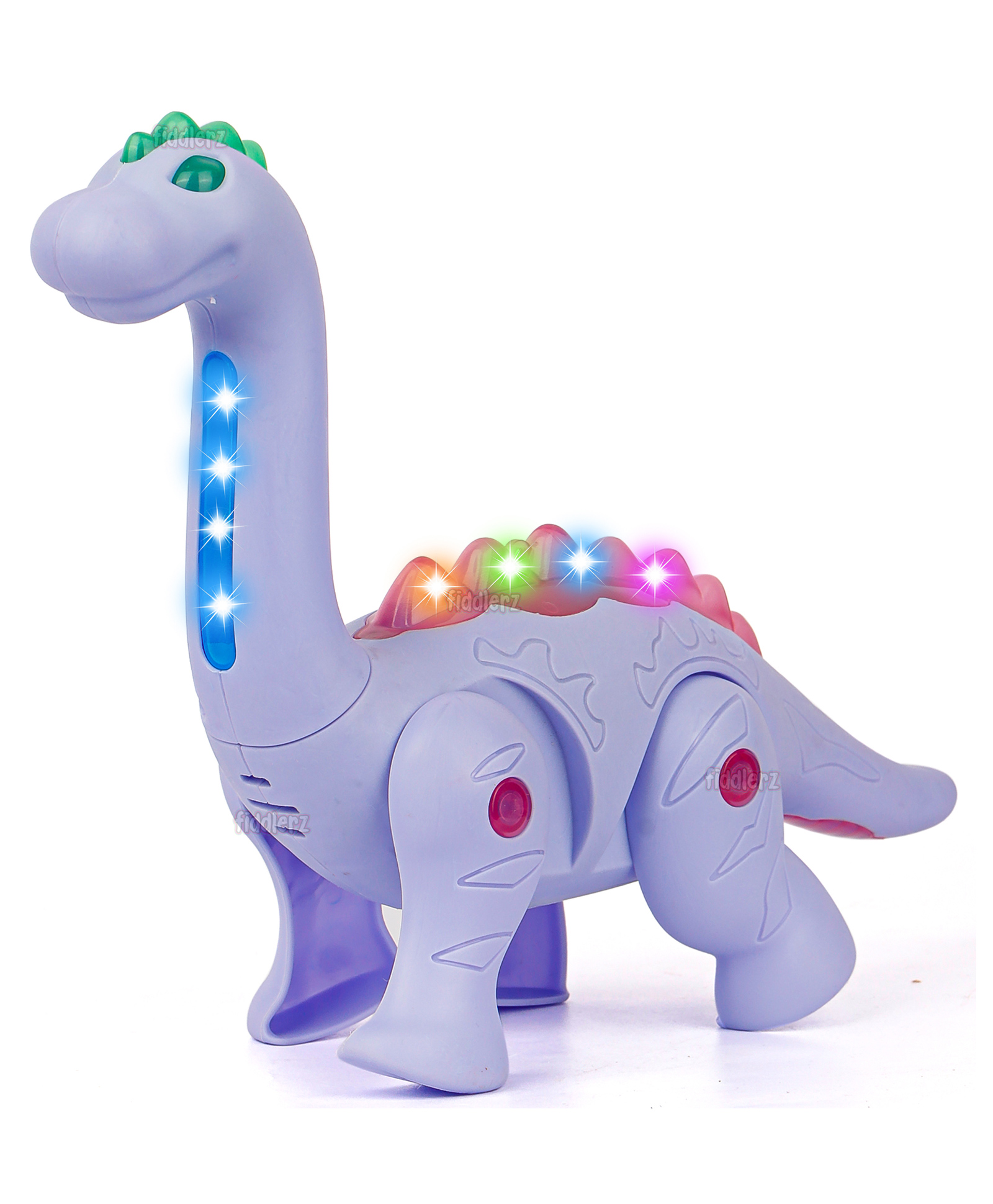 Fiddlerz Battery Operated Walking Dinosaur Musical Toys for Kids Electronic Pet Dino with Real Voice and Colorful LED Lights (Long Neck Dinosaur) - (Color May Vary)-image-11