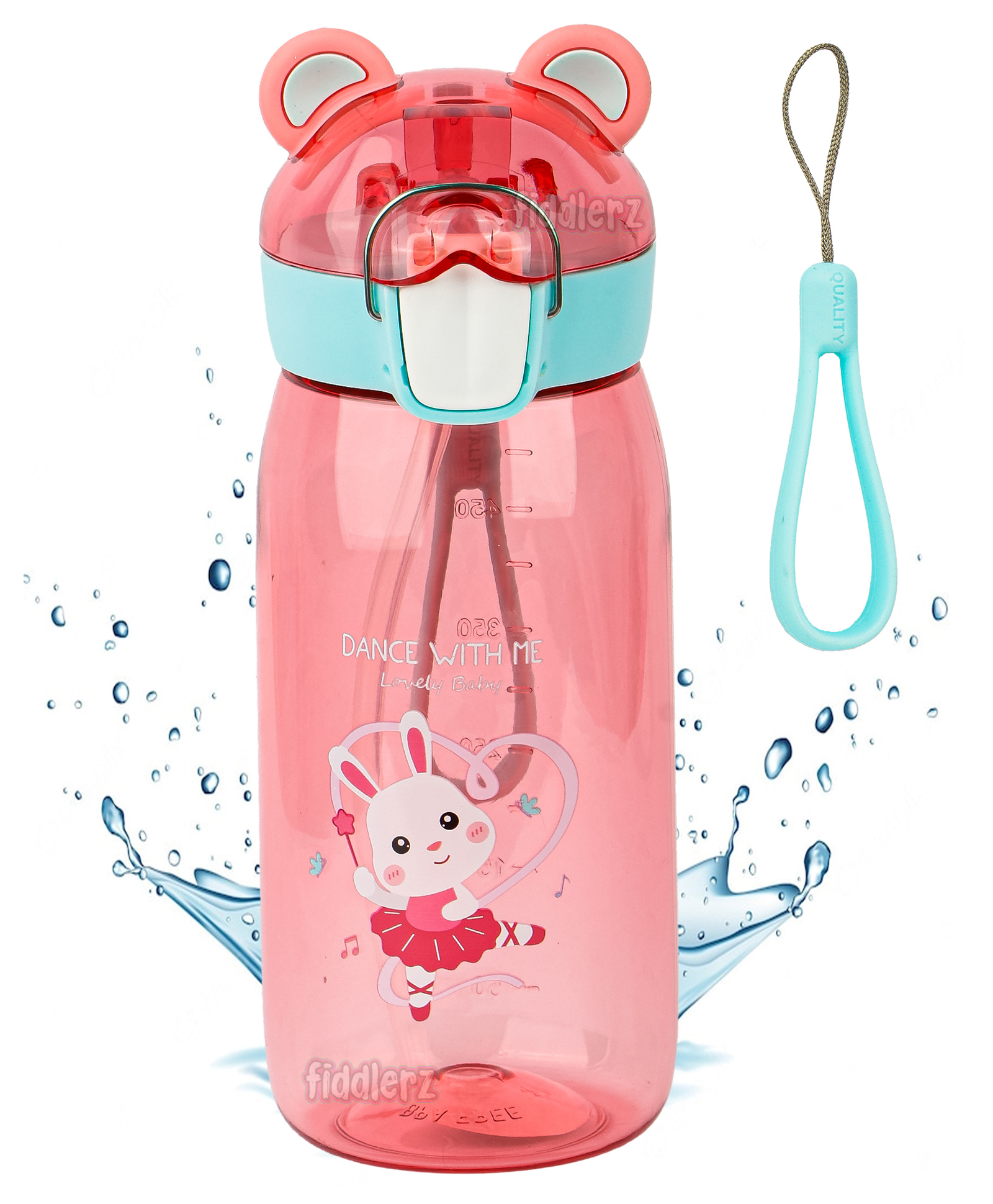 Fiddlerz Teddy Shape Sipper Bottle Pink - 550 ml-image-6