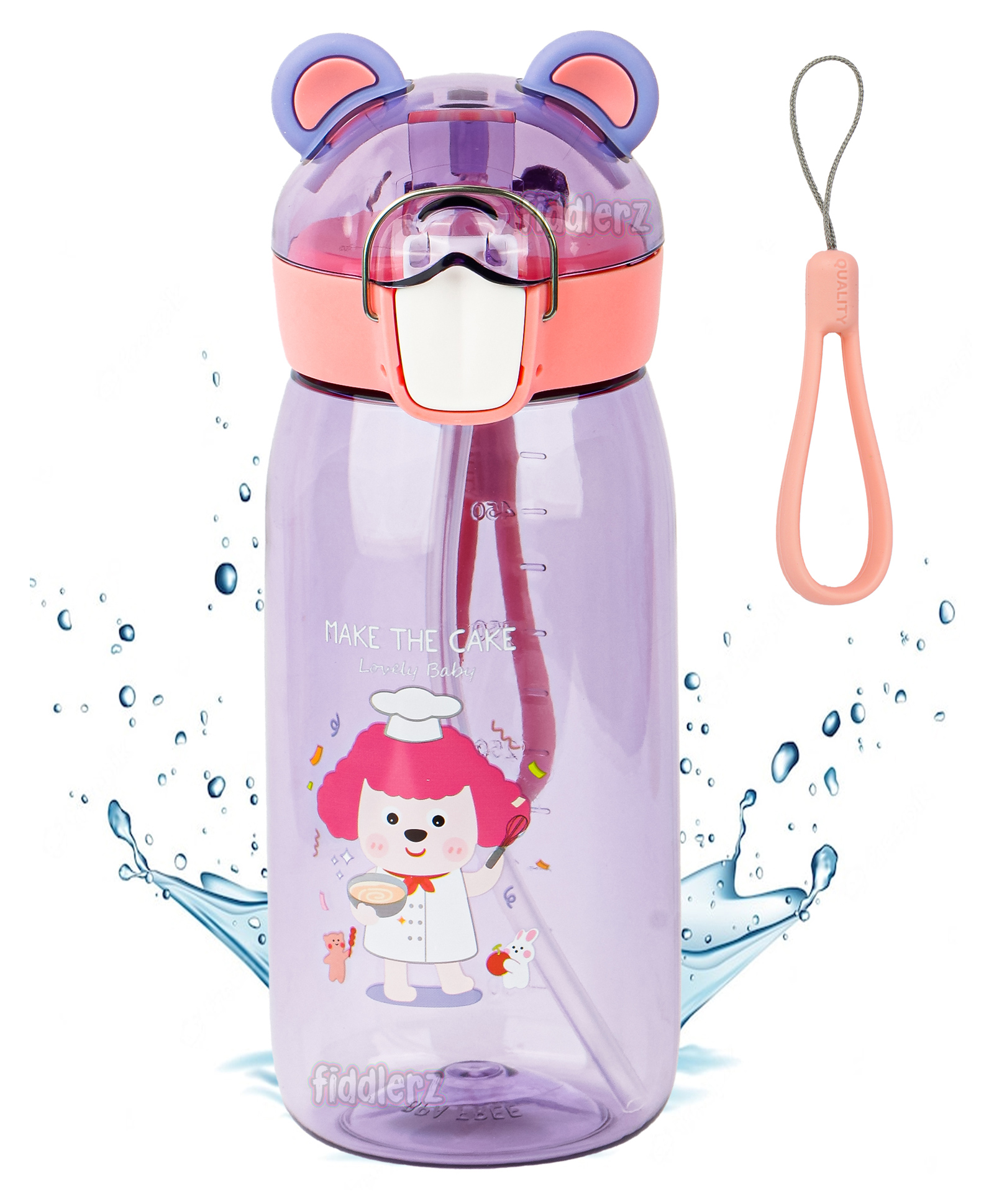 Fiddlerz Teddy Shape Sipper Bottle Purple - 550 ml-image-41