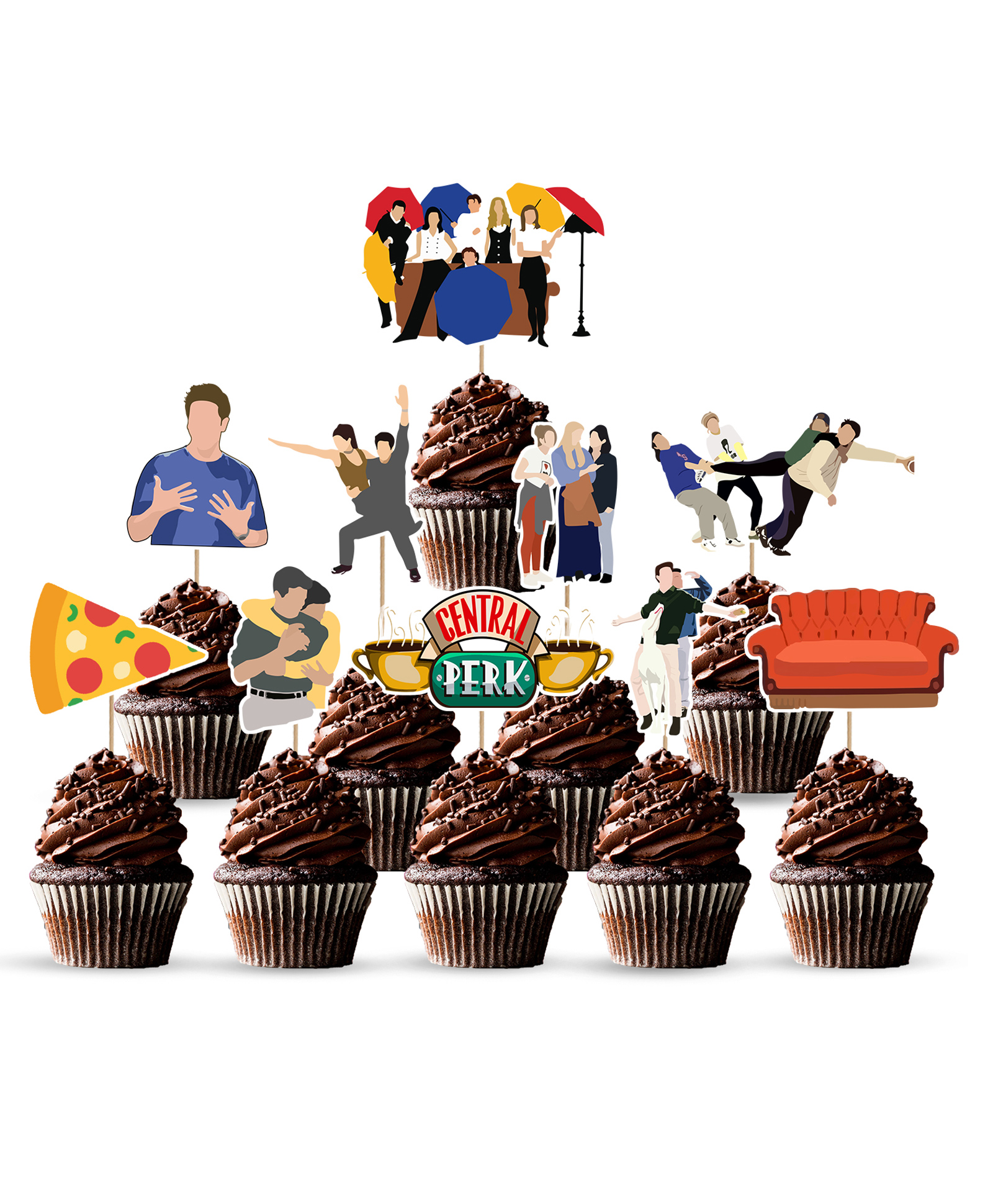 Zyozi Friends Birthday Cup Cake Topper, Best Friend Birthday Cupcake Topper, Black   - Set of 10-image-16