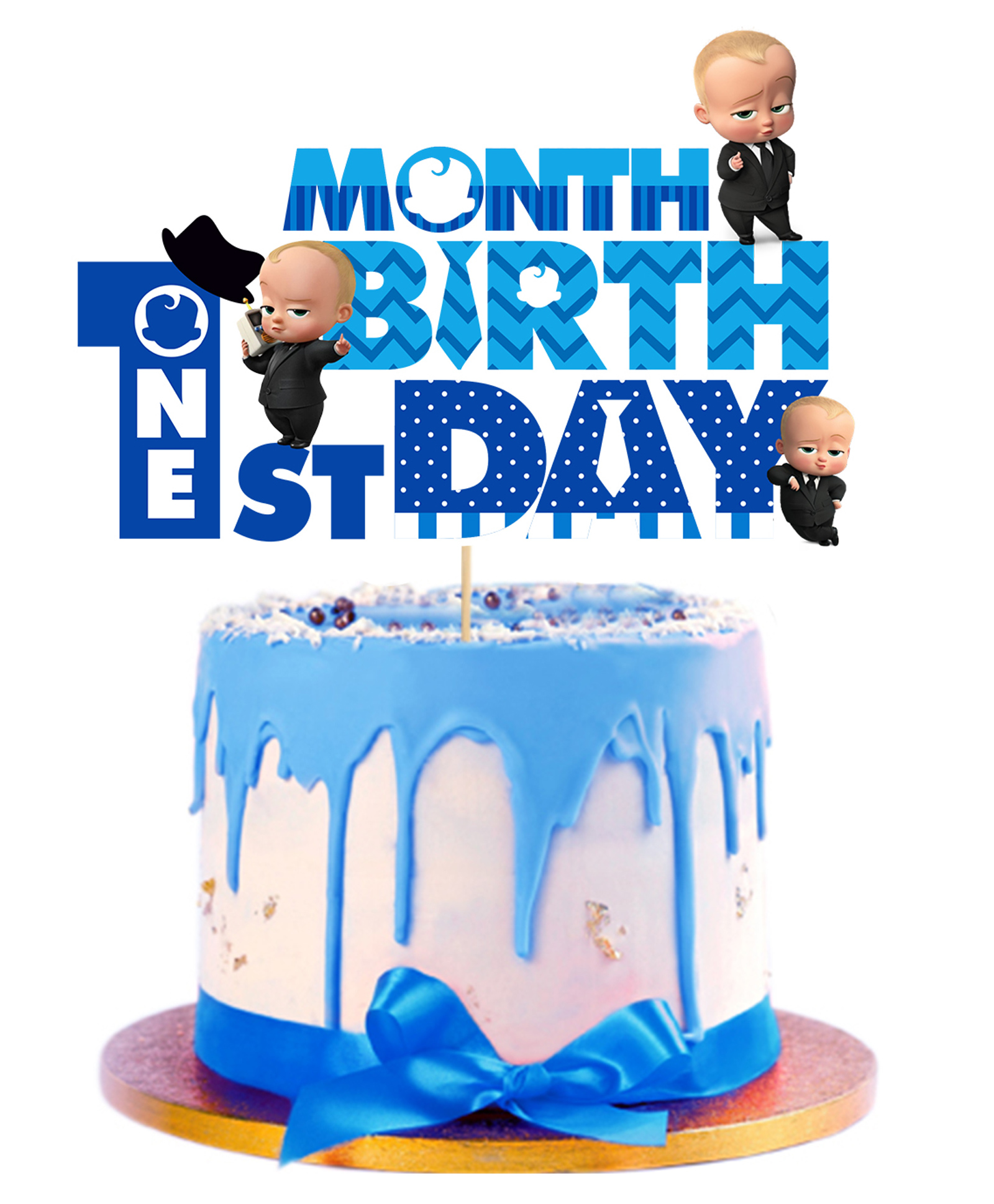 Zyozi Boss Baby 1st Month Birthday Cake Topper for Baby Boy Blue-image-41