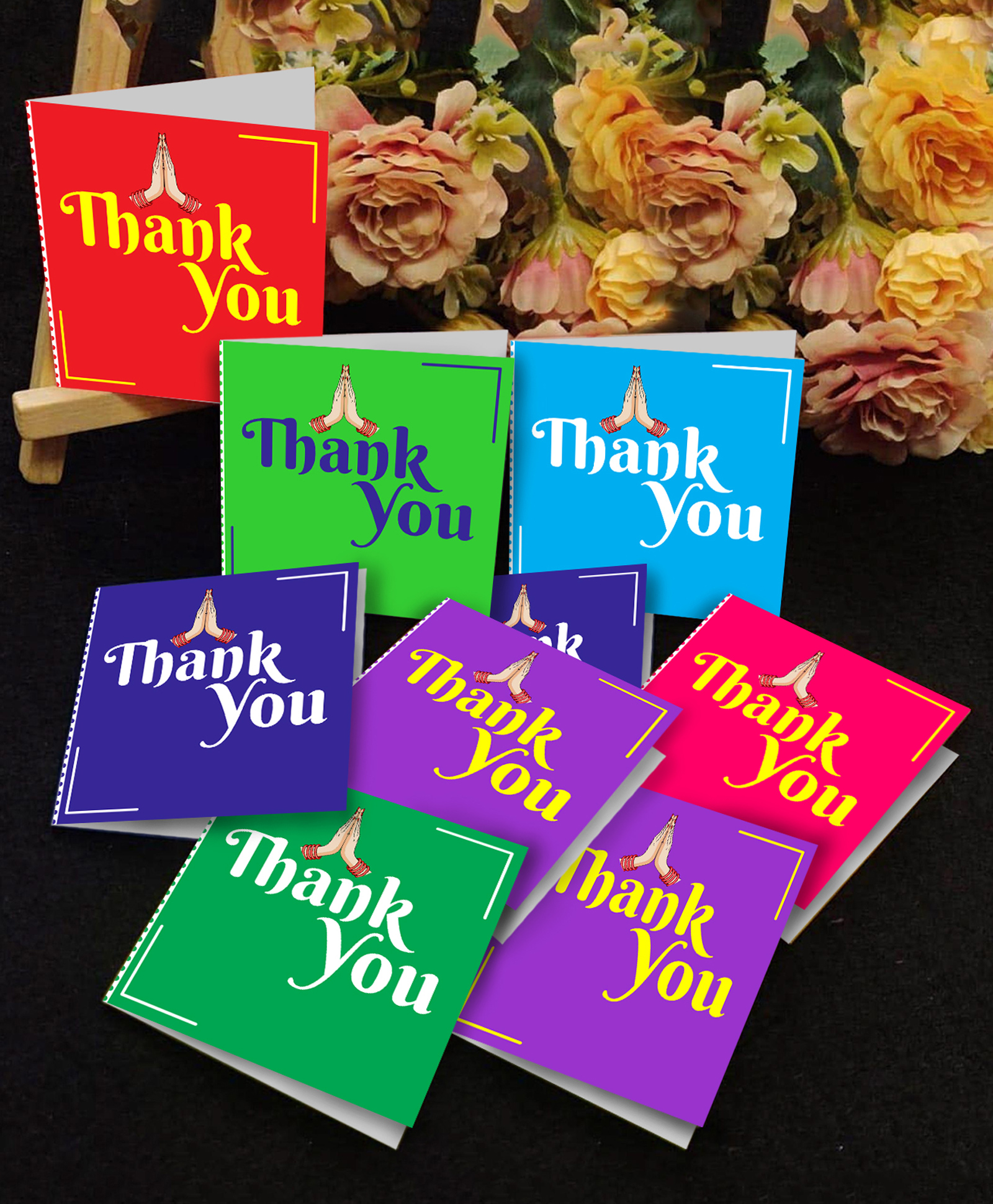 Zyozi Thank You Tags Cards Assortment, Primary Colors Thank You Notes for Kids - Pack of 12