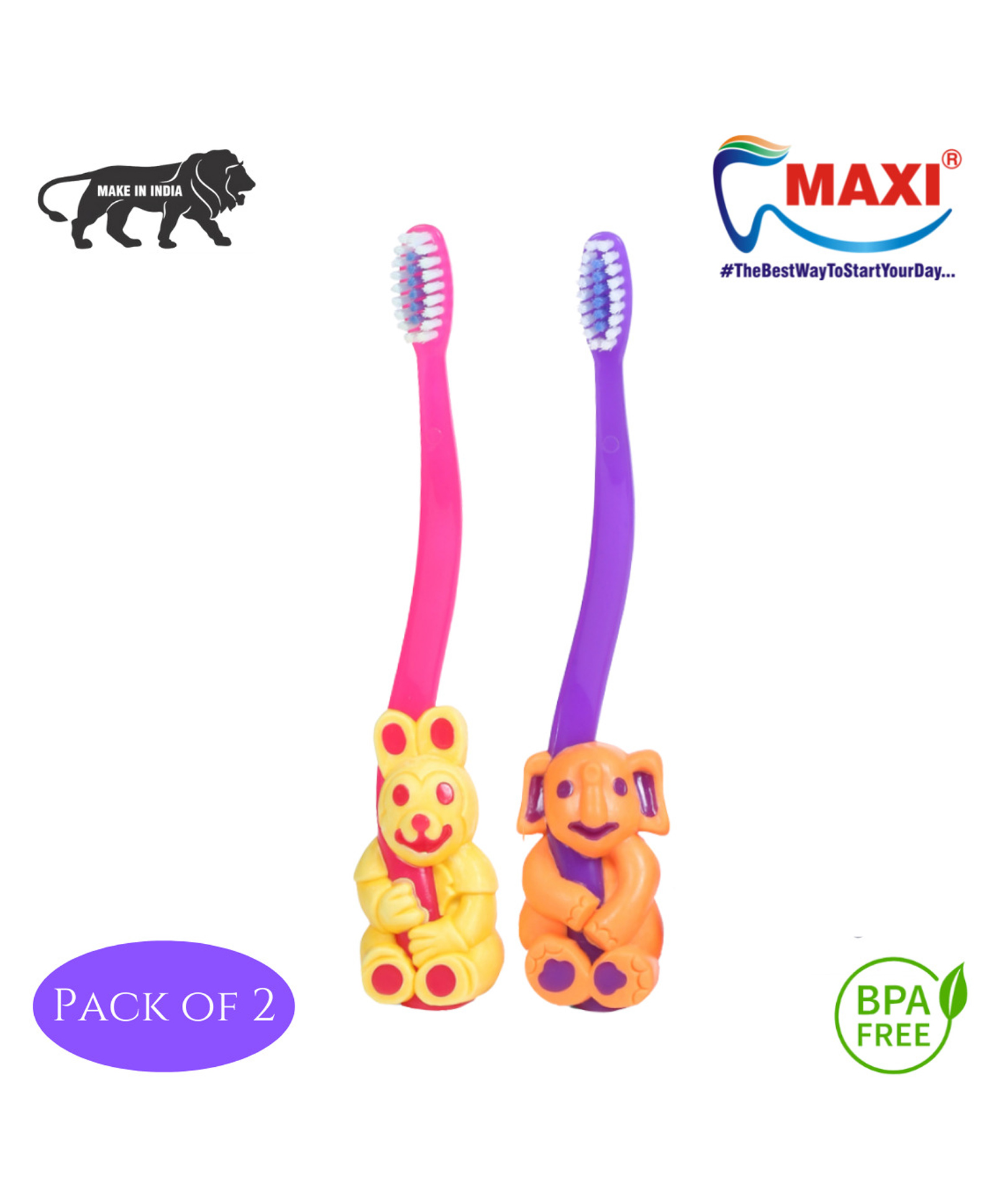 MAXI Bingo Junior Toothbrush (Pack of 2) - Colour May Vary-image-2