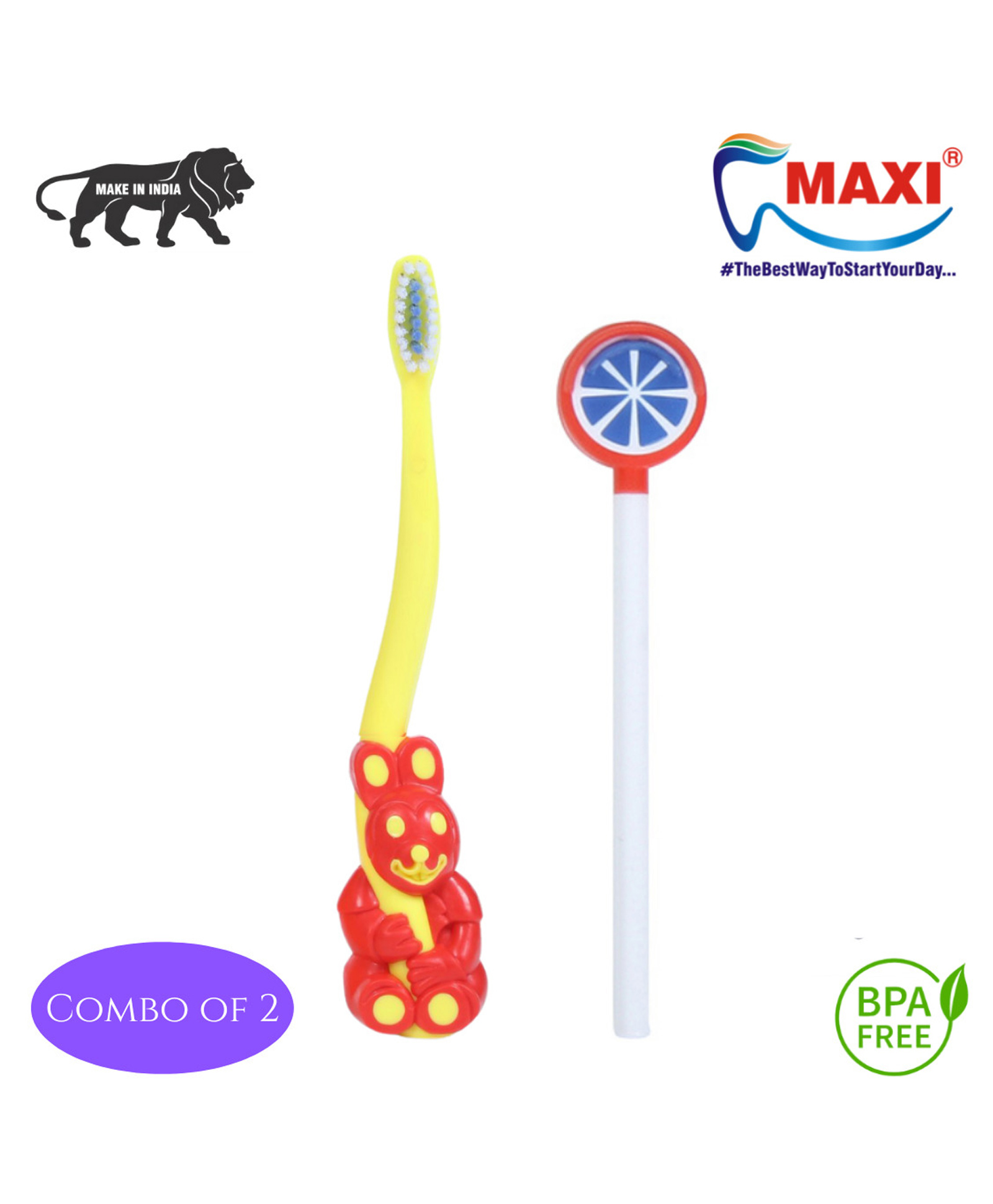 MAXI Oral Care Combo of 2-(1 Kids) Bingo Junior Toothbrush & (1 TC) Lollipop Tongue Cleaner Pack Of 2 - Colour May Vary-picture-26