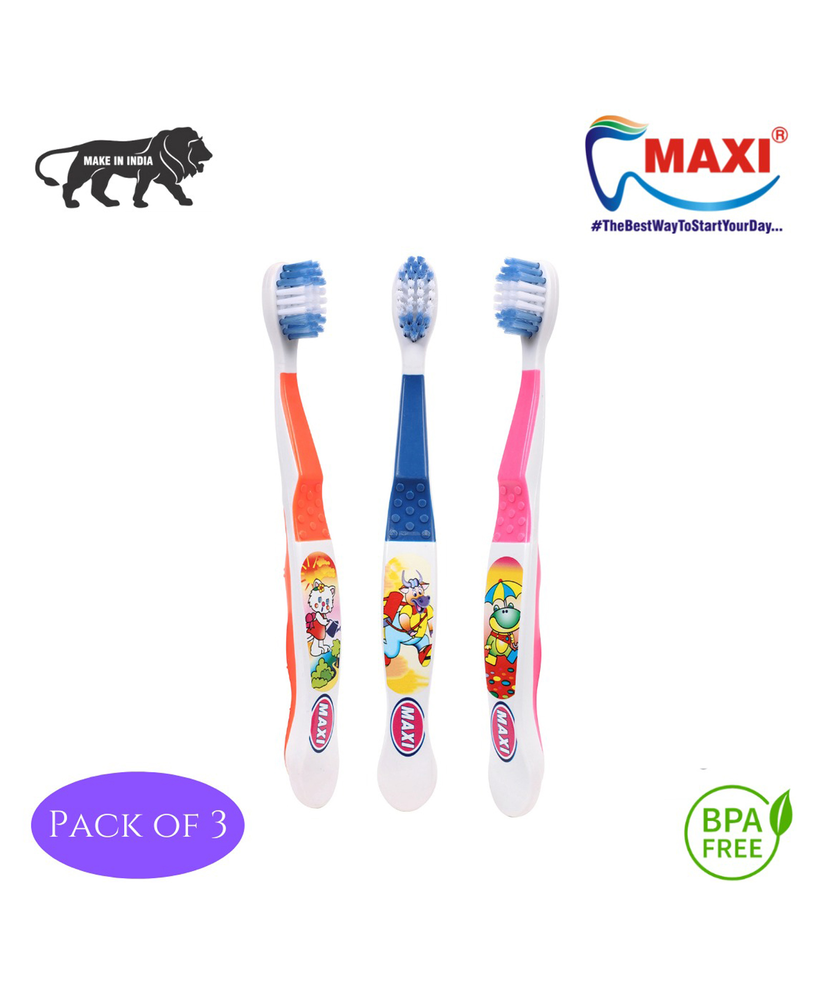 MAXI Dolls Junior Toothbrush (Pack of 3) - Colour May Vary-image-31