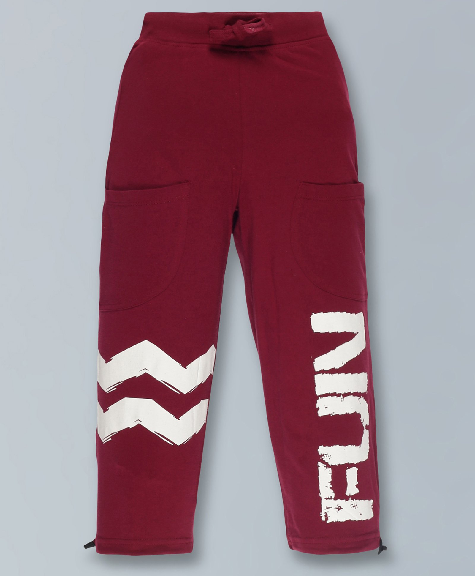 Kiddopanti Fun Text Placement Printed Track Pant - Maroon-picture-10