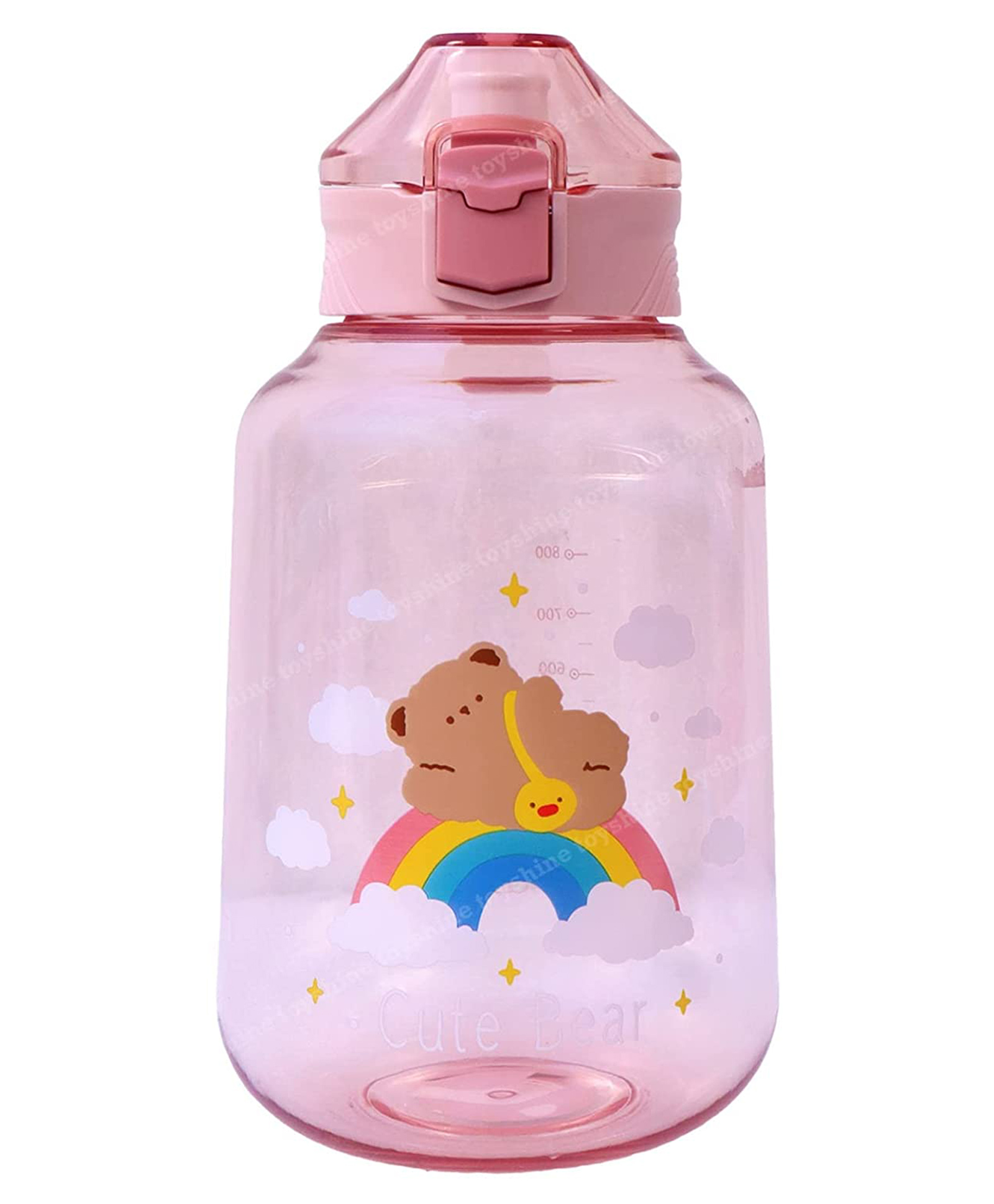 Toyshine Jumbo Tank 1200 ML Kids Water Bottle with Stainer, BPA Free Children's Drinkware with Button Lock, Pink-image-44