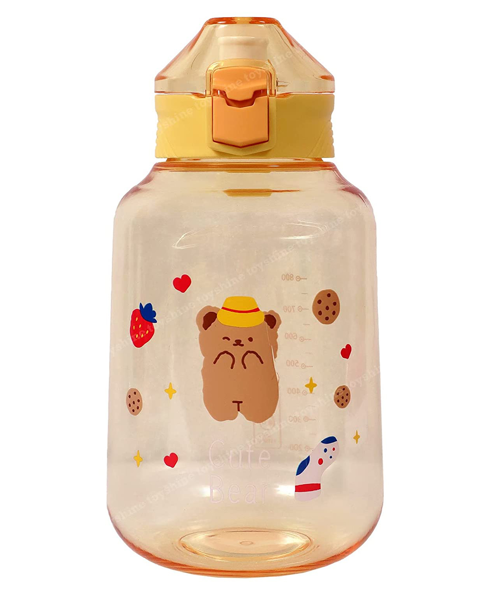 Toyshine Jumbo Tank 1200 ML Kids Water Bottle with Stainer, BPA Free Children's Drinkware with Button Lock, Yellow - 1200 ml-image-45
