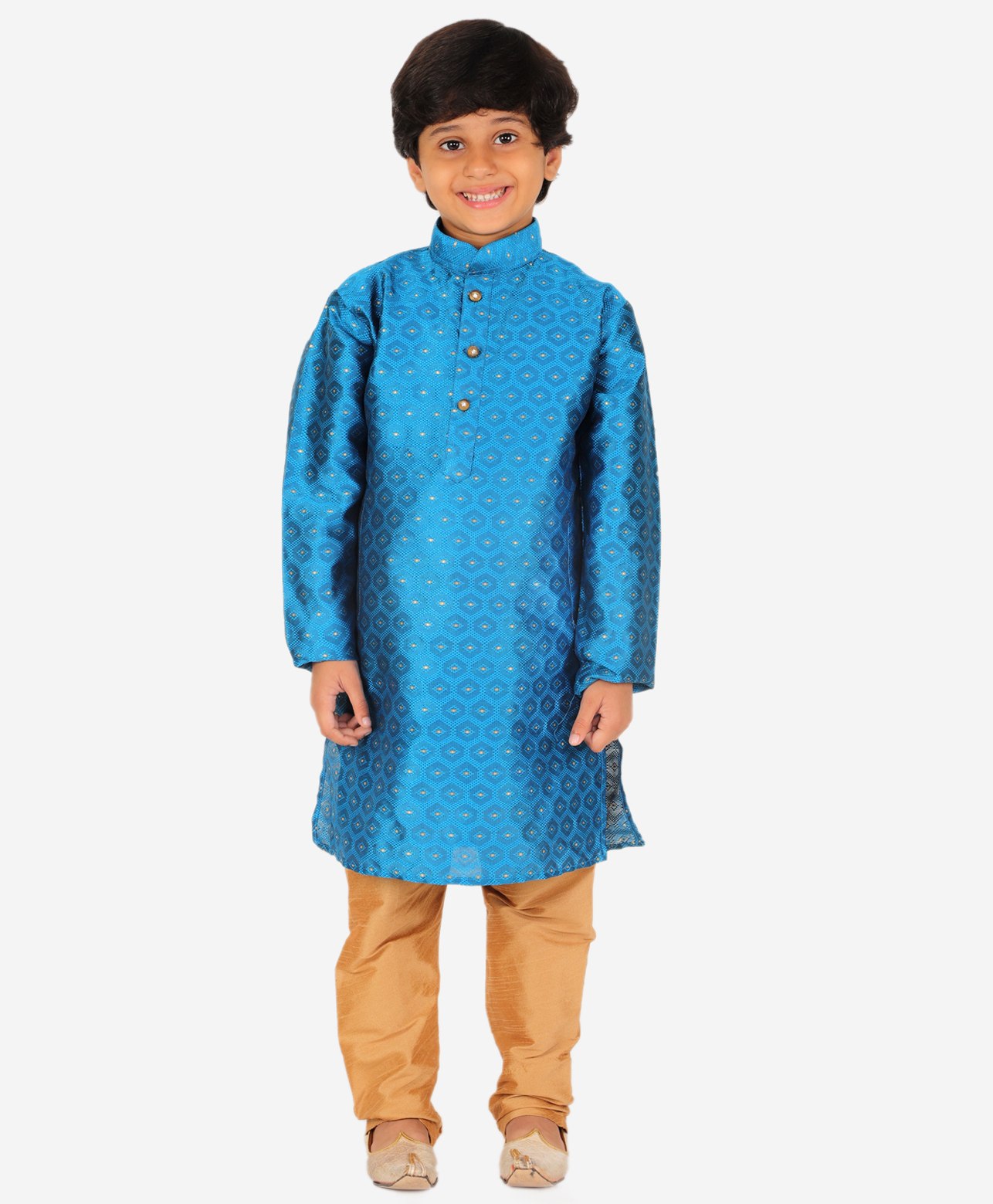 P-MARK Full Sleeves Self Design Kurta With Pyjama - Blue-picture-27