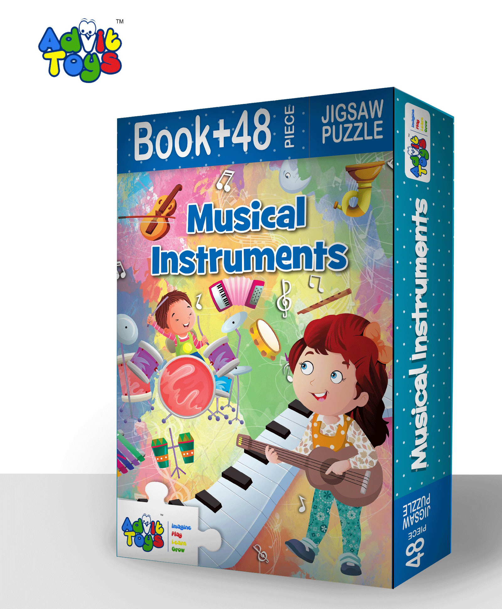 Advit Toys Musical Instruments Jigsaw Puzzle Educational Fun Fact Book Inside - 48 Pieces (Color May Vary)-picture-37