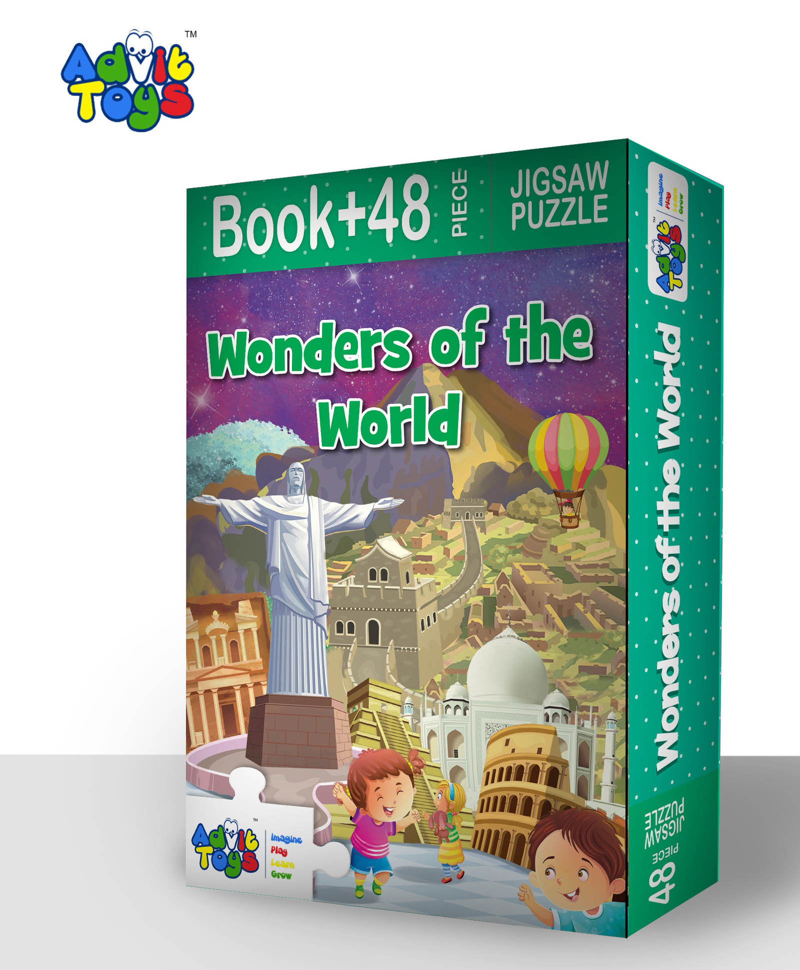 Advit Toys Wonders of The World Jigsaw Puzzle with Educational Fun Fact Book - 48 Pieces (Color May Vary)-picture-31