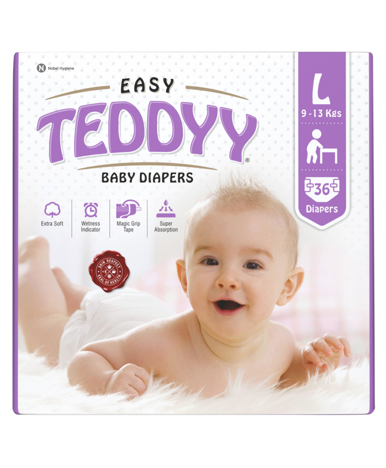 Teddyy Baby Diapers Easy Taped Style Diaper Large - 36 Pieces
