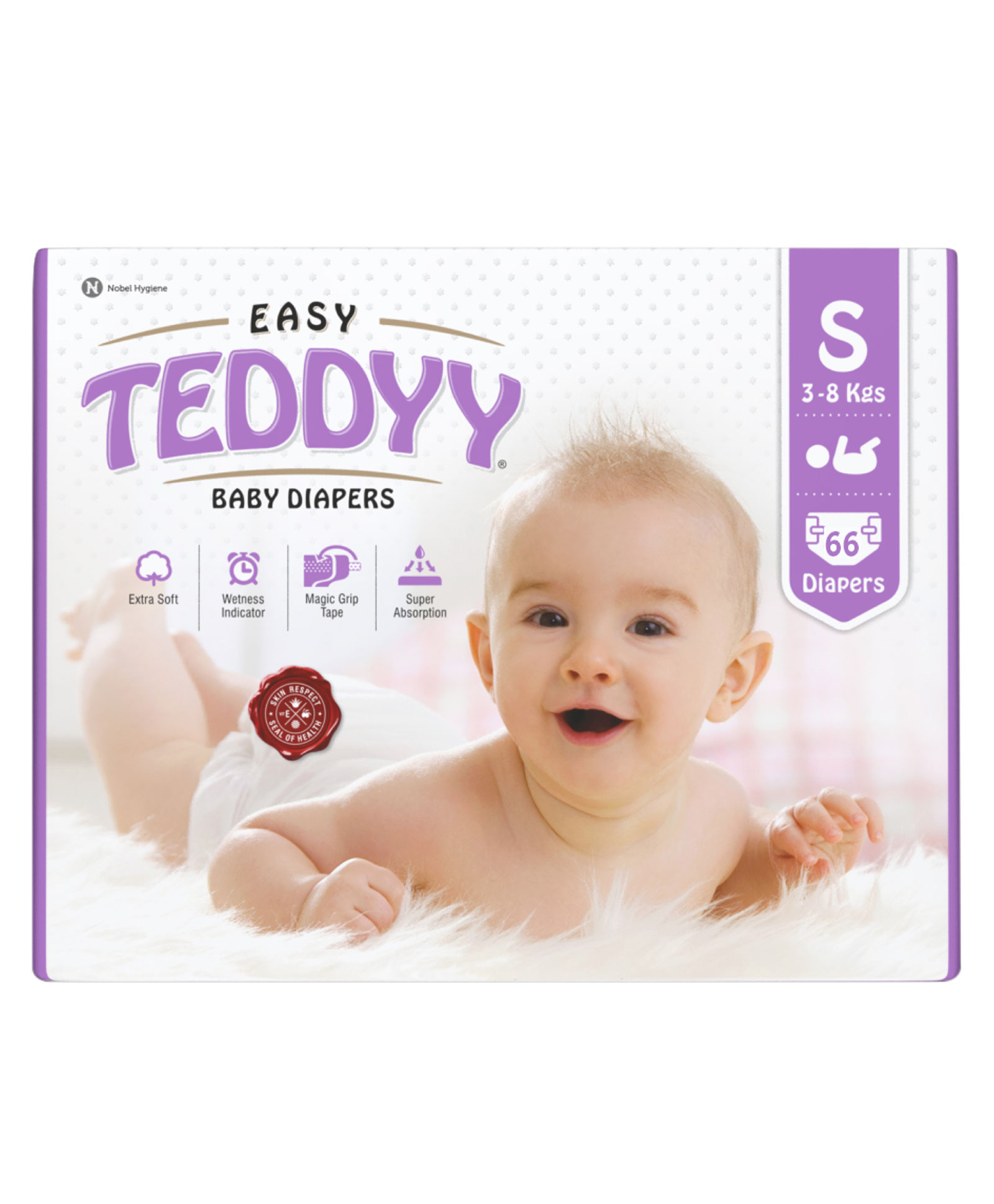 Teddyy Baby Diapers Easy Taped Style Diaper Small - 66 Pieces