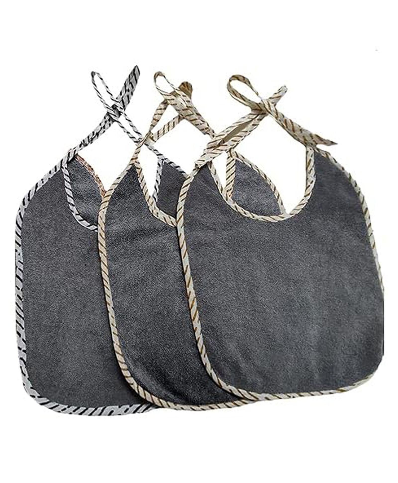 Trance Home Linen Waterproof Quick Dry Soft Terry Baby Bib Pack of 5 - Grey and Brown-picture-23