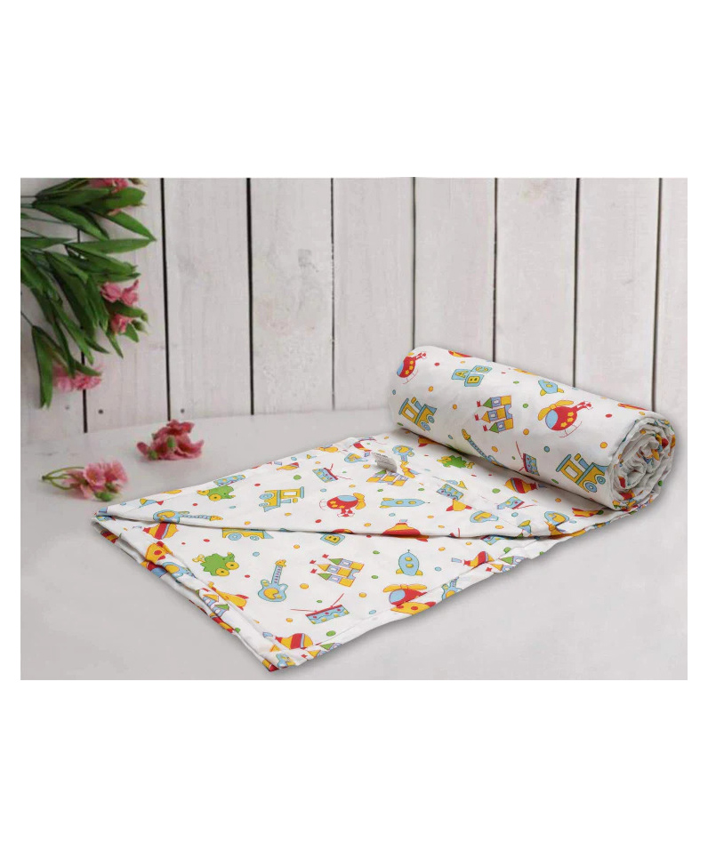 Trance Home Linen Pure Malmal Cotton Multipurpose Baby Blanket or Baby Dohar - Multicolour-picture-26