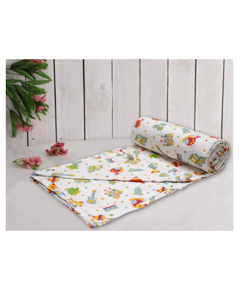 Trance Home Linen Pure Malmal Cotton Multipurpose Baby Blanket or Baby Dohar - Multicolour-picture-40