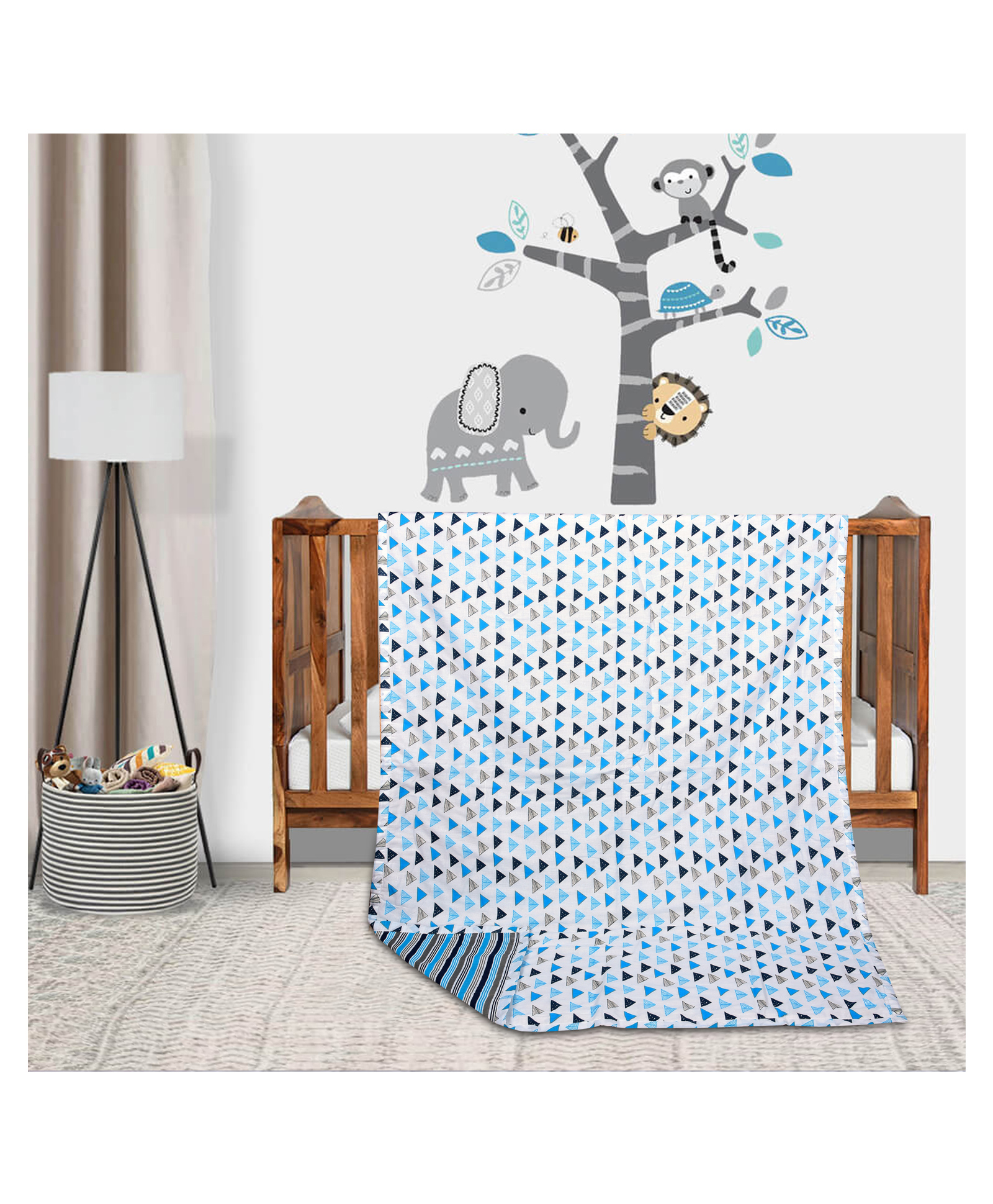 Trance Home Linen Pure Malmal Cotton Multipurpose Baby Blanket or Baby Dohar - Multicolour-picture-17