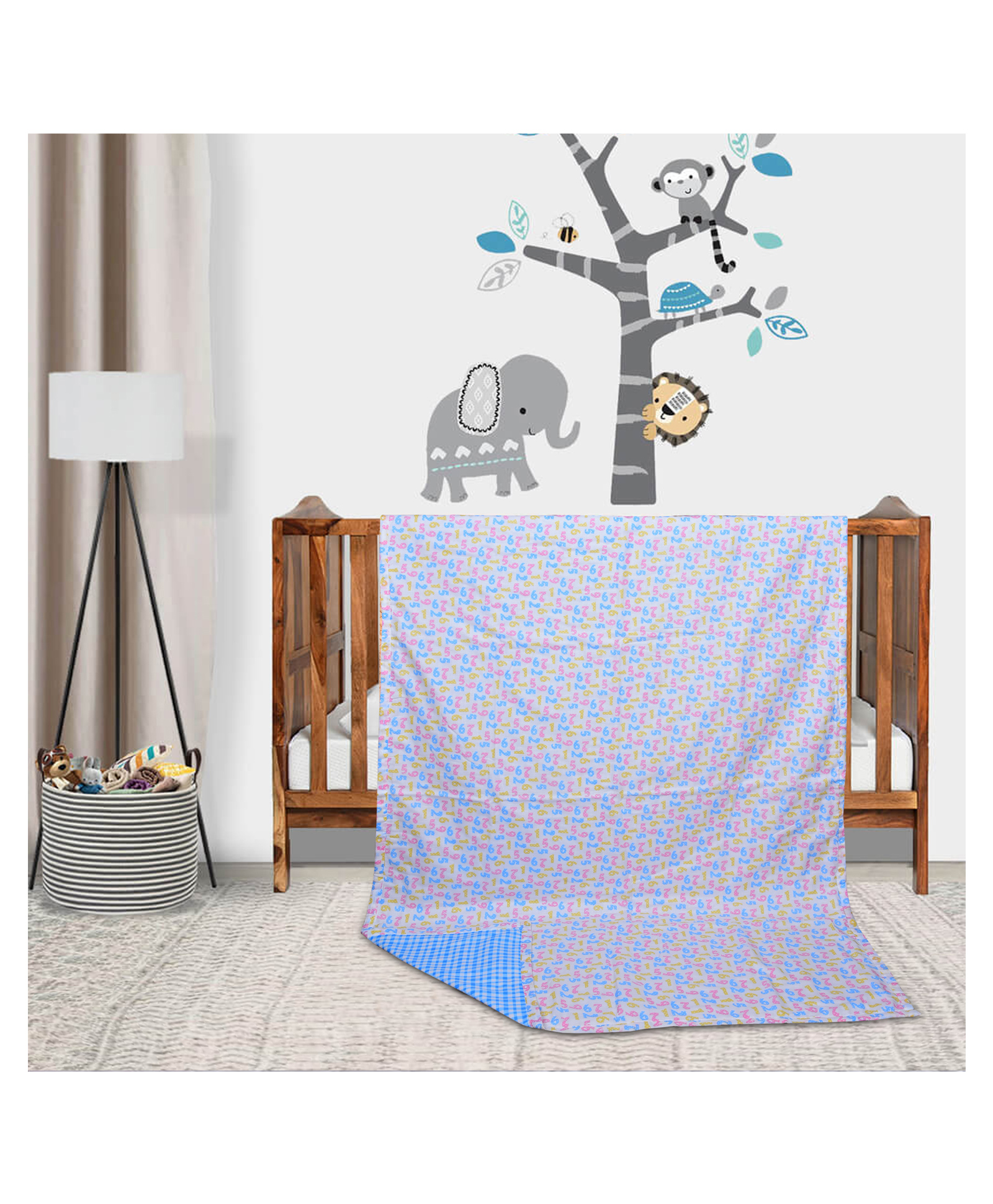 Trance Home Linen Pure Malmal Cotton Multipurpose Baby Blanket or Baby Dohar - Multicolour-picture-39