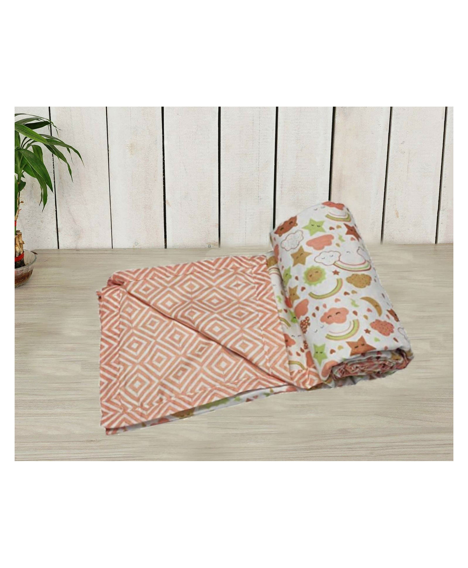 Trance Home Linen Pure Malmal Cotton Multipurpose Baby Blanket or Baby Dohar - Multicolour-picture-23