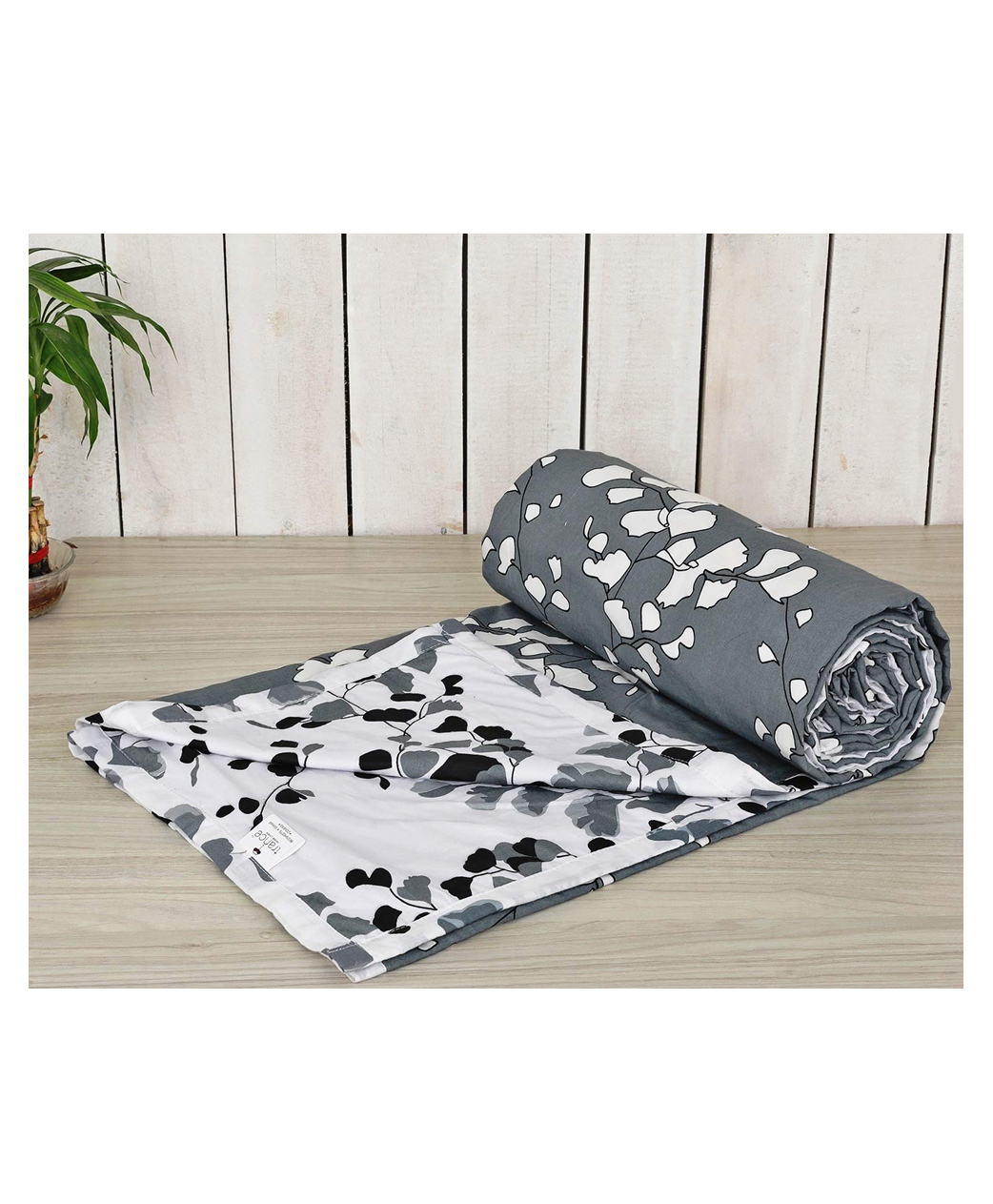 Trance Home Linen Pure Cotton Reversible Dohar Single Bed Size AC Blanket - Grey White-picture-44