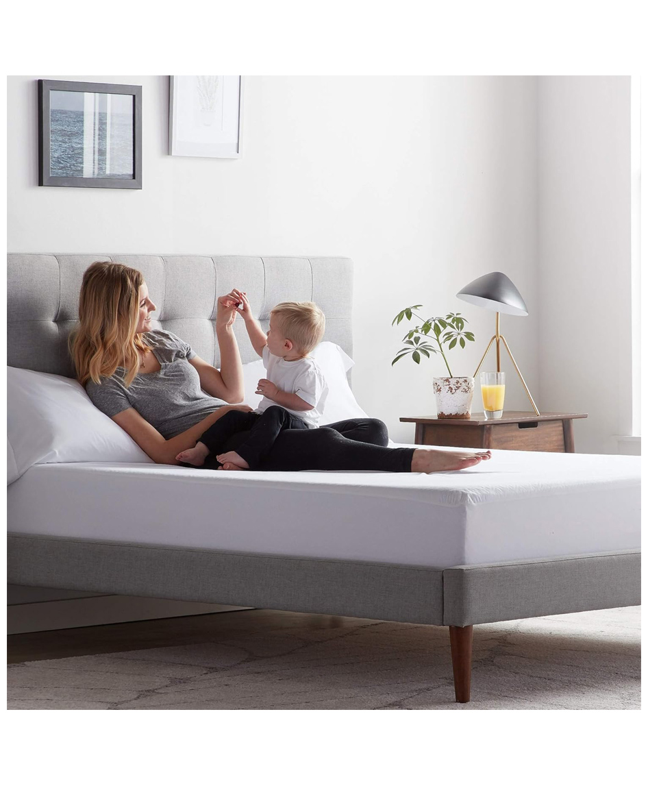Trance Home Linen Fitted Style Waterproof Single Size Silky Bamboo Mattress Protector - White-picture-22
