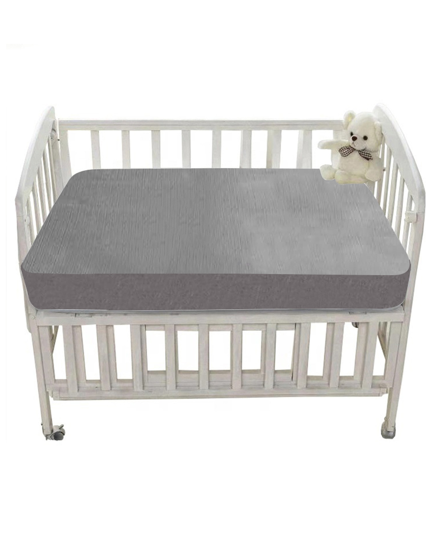 Trance Home Linen Cotton Terry Waterproof Crib Protector | Baby Mattress / Bed Protector (24x48 Inch,Grey)-Pack of 2-picture-43