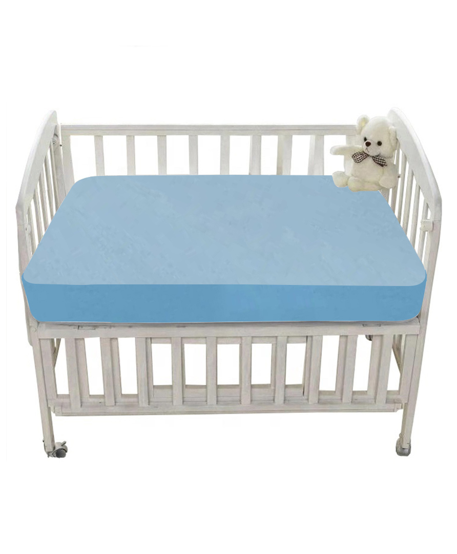 Trance Home Linen Cotton Terry Waterproof Crib Protector | Baby Mattress / Bed Protector (28x52 Inch,Sky Blue)-Pack of 2-picture-27