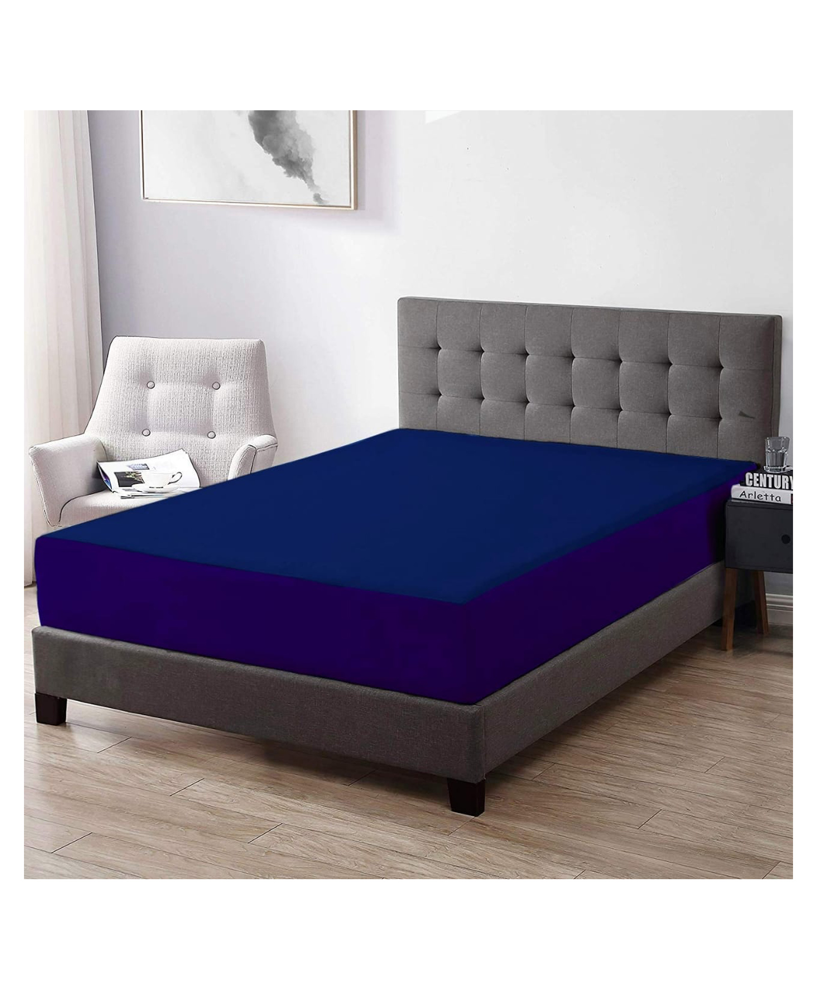 Trance Home Linen Premium 220 GSM Mattress Protector for Single Size Bed Waterproof Bed Protector  78 x 36 Inch - Blue-image-39