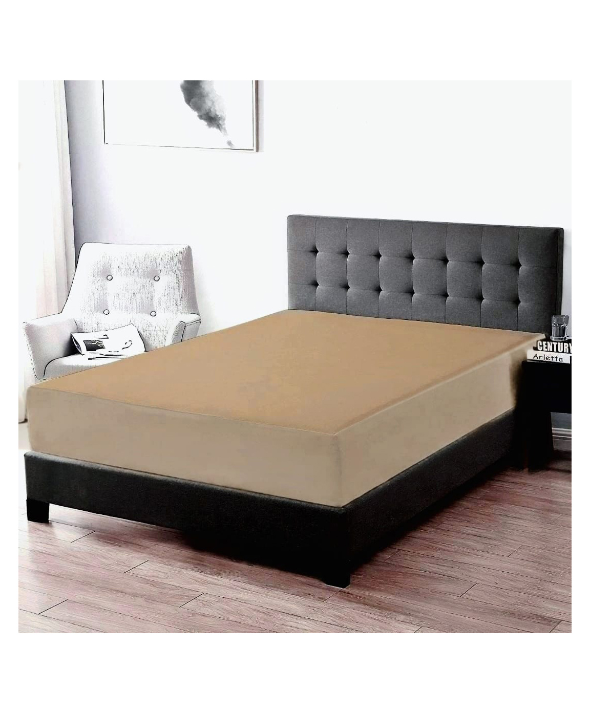 Trance Home Linen Premium 220 GSM Mattress Protector for Single Size Bed Waterproof Bed Protector78 x 60 Inch - Brown-picture-23